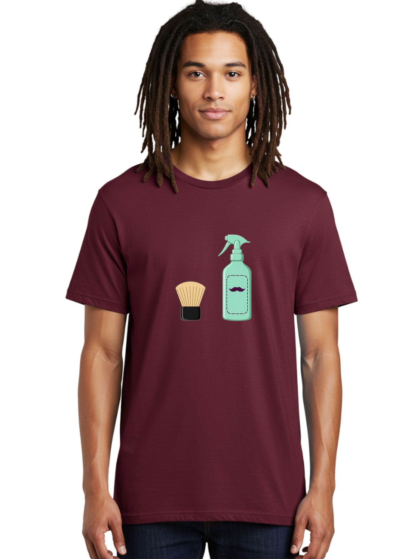 Shaving-Brush-And-Spray-Bottle Men'S Graphic Tee, 100% Cotton, Comfortable Casual Summer Wear, Machine Washable, Shaving Brush, Shaving Kit, Mustache Grooming, Men'S Grooming Products, Personal Care, Grooming Accessories, Shaving Essentials, Bad543