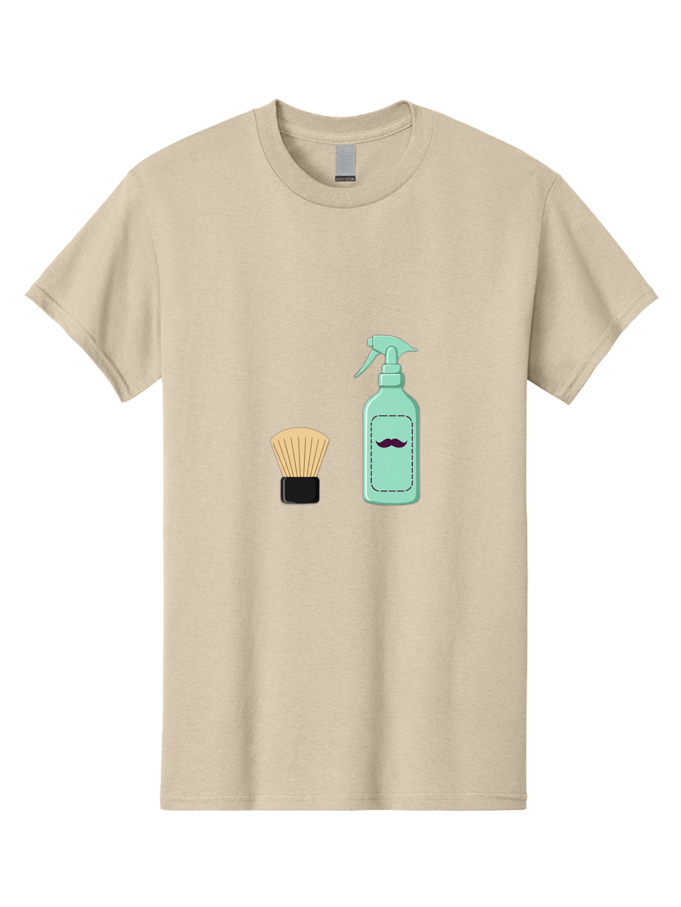 Shaving-Brush-And-Spray-Bottle Men'S Graphic Tee, 100% Cotton, Comfortable Casual Summer Wear, Machine Washable, Shaving Brush, Shaving Kit, Mustache Grooming, Men'S Grooming Products, Personal Care, Grooming Accessories, Shaving Essentials, Bad543