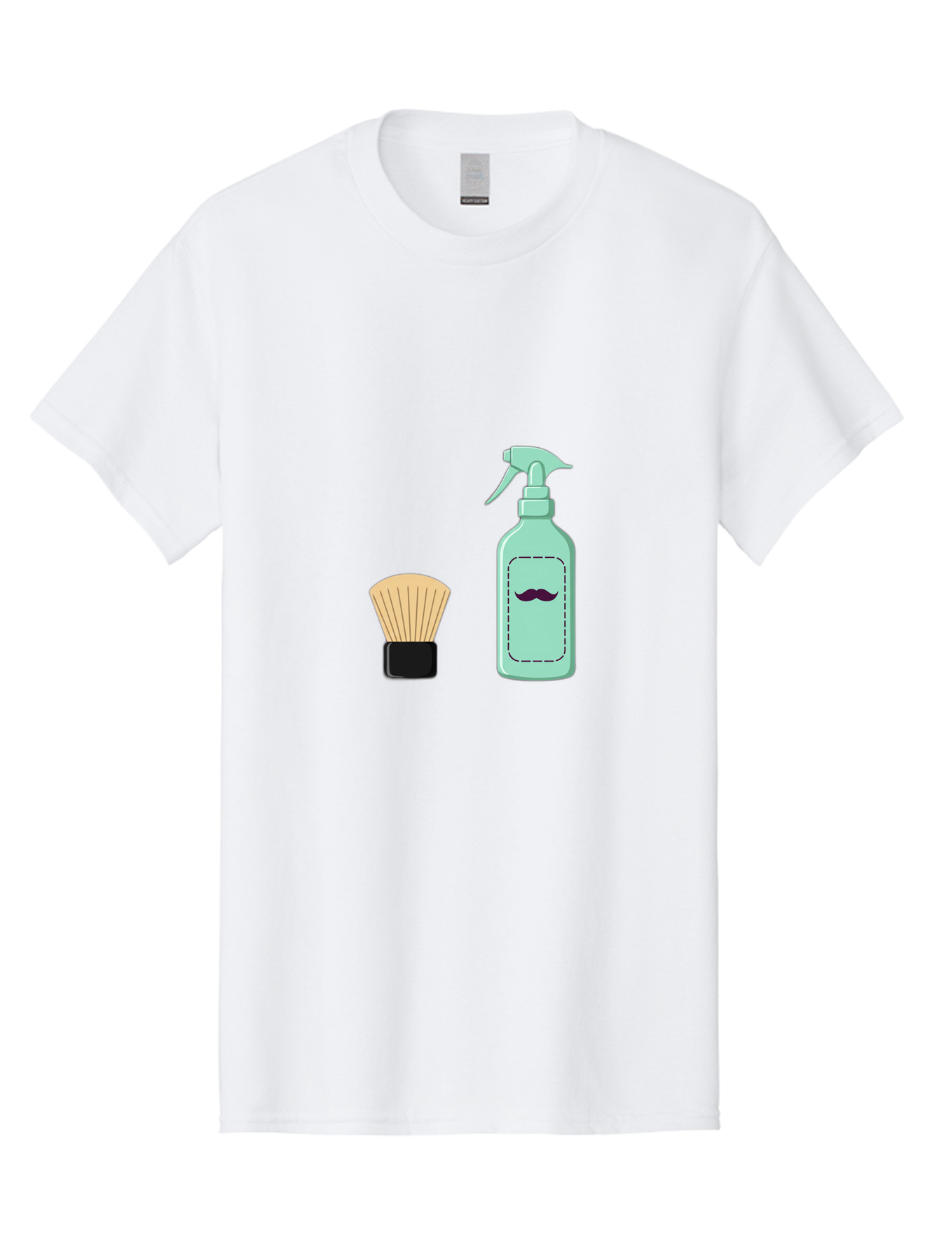 Shaving-Brush-And-Spray-Bottle Men'S Graphic Tee, 100% Cotton, Comfortable Casual Summer Wear, Machine Washable, Shaving Brush, Shaving Kit, Mustache Grooming, Men'S Grooming Products, Personal Care, Grooming Accessories, Shaving Essentials, Bad543