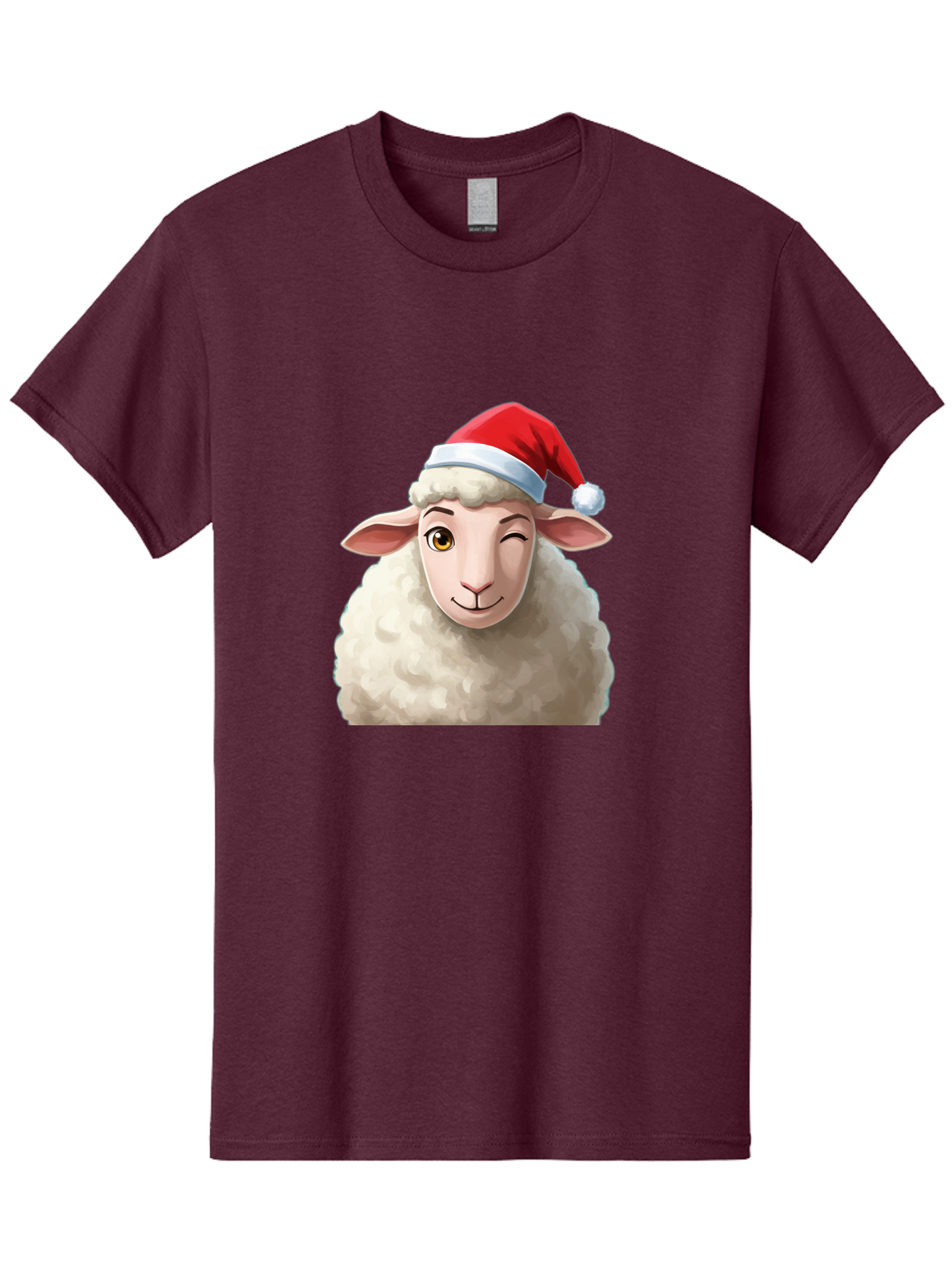 Sheep-In-Santa-Hat-1 Men'S Graphic Tee, 100% Cotton, Comfortable Casual Summer Wear, Machine Washable, Cartoon Sheep, Santa Hat, Christmas Character, Festive Animal, Holiday Cheer, Fluffy Sheep, Merry Christmas, Winter Wonderland, Funny Sheep Bad549