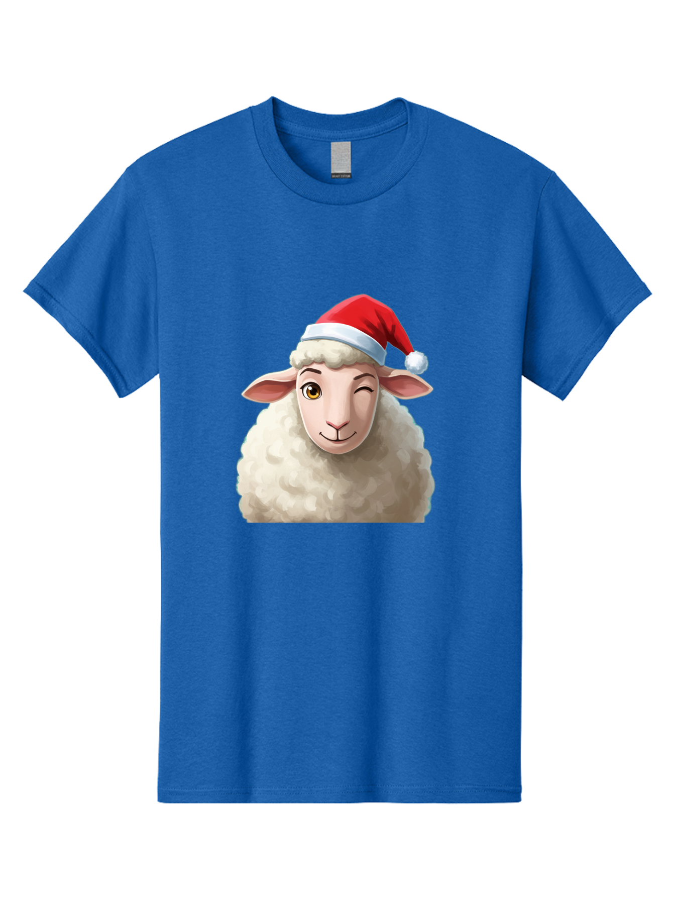 Sheep-In-Santa-Hat-1 Men'S Graphic Tee, 100% Cotton, Comfortable Casual Summer Wear, Machine Washable, Cartoon Sheep, Santa Hat, Christmas Character, Festive Animal, Holiday Cheer, Fluffy Sheep, Merry Christmas, Winter Wonderland, Funny Sheep Bad549