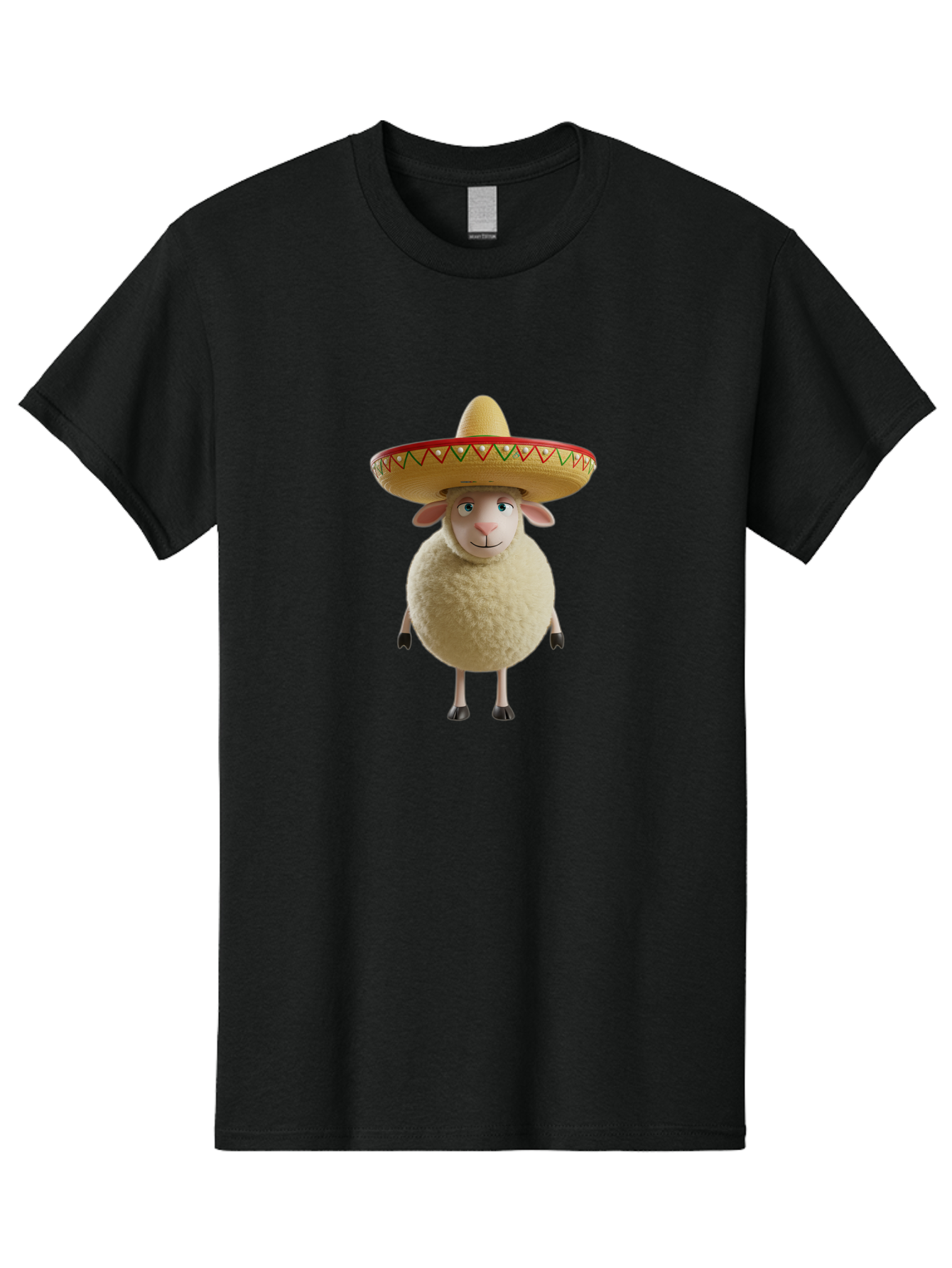 Sheep-In-Sombrero Men'S Graphic Tee, 100% Cotton, Comfortable Casual Summer Wear, Machine Washable, Cartoon Sheep Wearing Sombrero, Funny Animal, Humorous Illustration, Playful Character, Whimsical Design, Sheep In Hat Bad551