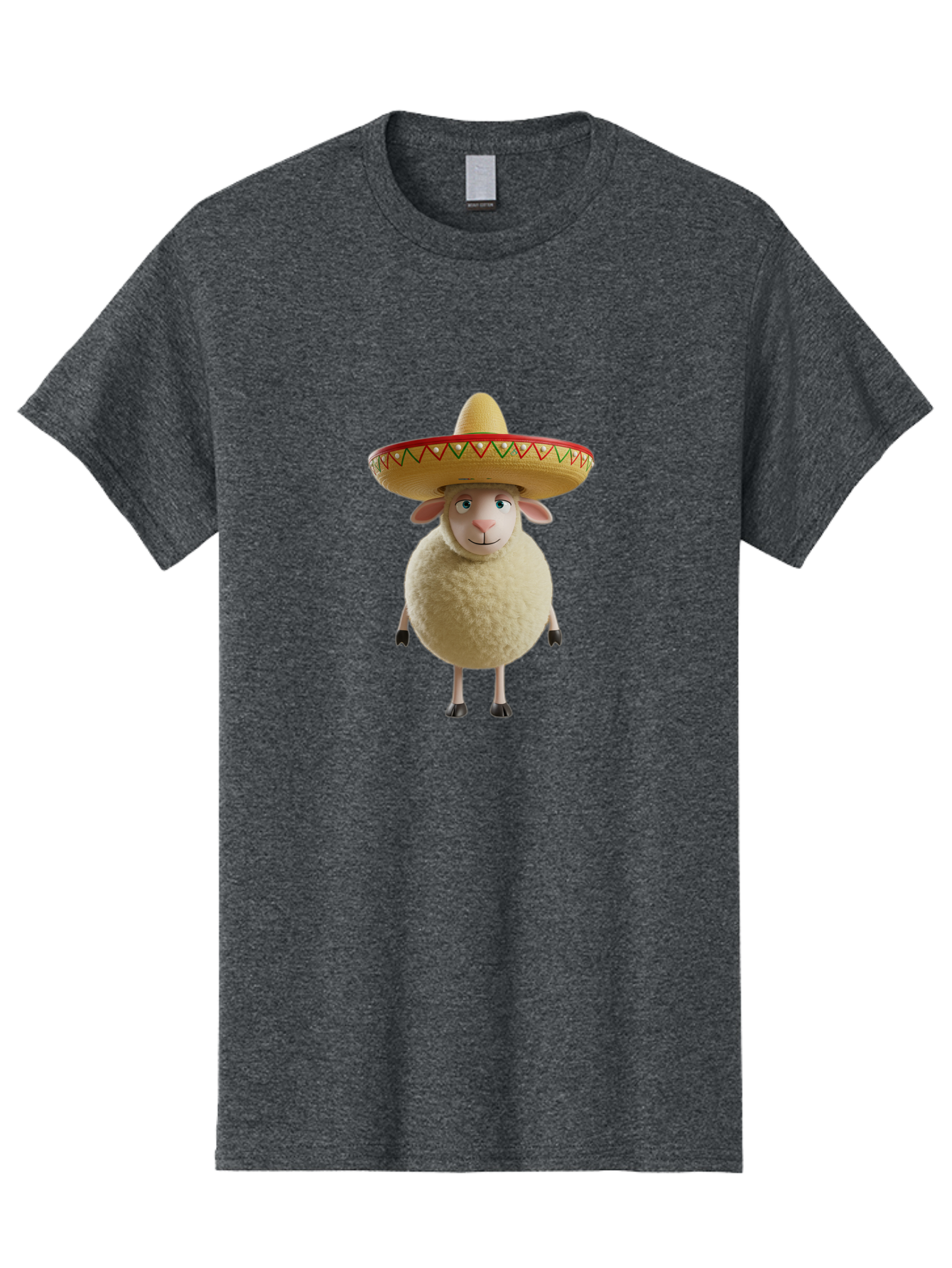 Sheep-In-Sombrero Men'S Graphic Tee, 100% Cotton, Comfortable Casual Summer Wear, Machine Washable, Cartoon Sheep Wearing Sombrero, Funny Animal, Humorous Illustration, Playful Character, Whimsical Design, Sheep In Hat Bad551