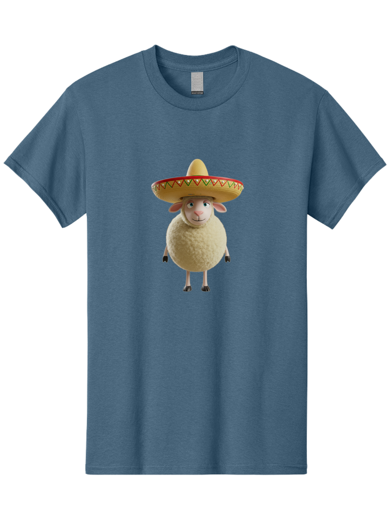 Sheep-In-Sombrero Men'S Graphic Tee, 100% Cotton, Comfortable Casual Summer Wear, Machine Washable, Cartoon Sheep Wearing Sombrero, Funny Animal, Humorous Illustration, Playful Character, Whimsical Design, Sheep In Hat Bad551