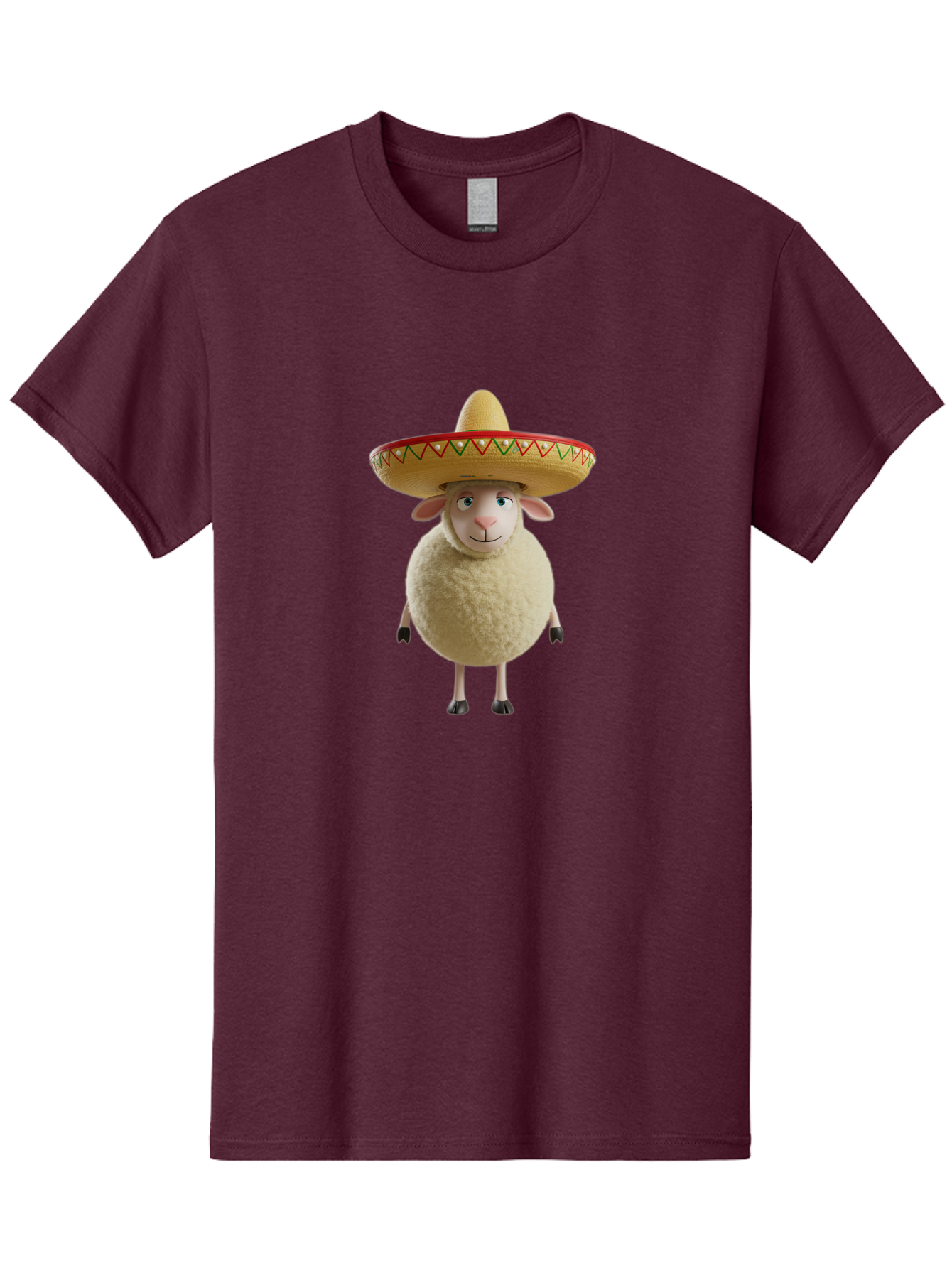 Sheep-In-Sombrero Men'S Graphic Tee, 100% Cotton, Comfortable Casual Summer Wear, Machine Washable, Cartoon Sheep Wearing Sombrero, Funny Animal, Humorous Illustration, Playful Character, Whimsical Design, Sheep In Hat Bad551