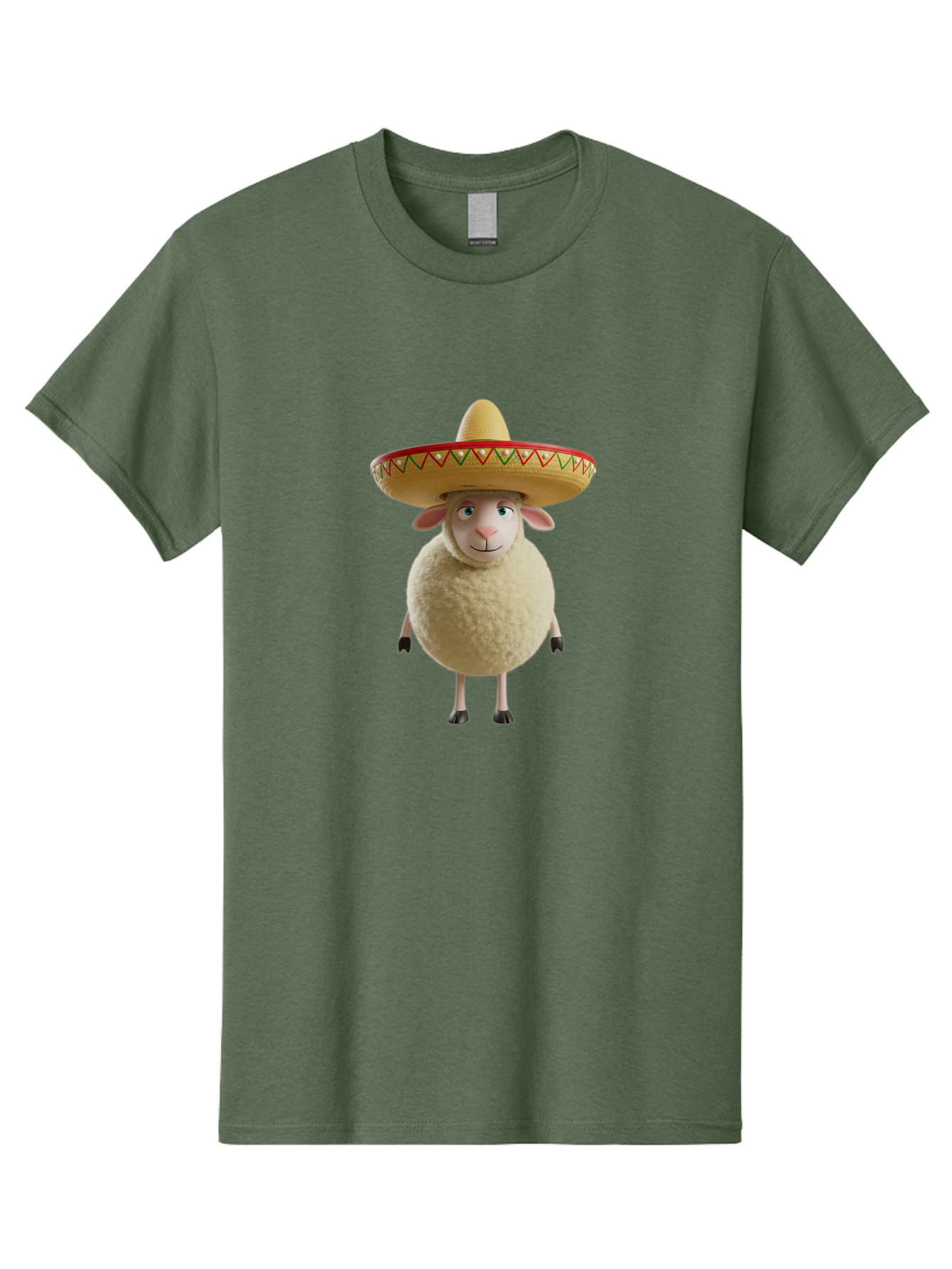 Sheep-In-Sombrero Men'S Graphic Tee, 100% Cotton, Comfortable Casual Summer Wear, Machine Washable, Cartoon Sheep Wearing Sombrero, Funny Animal, Humorous Illustration, Playful Character, Whimsical Design, Sheep In Hat Bad551