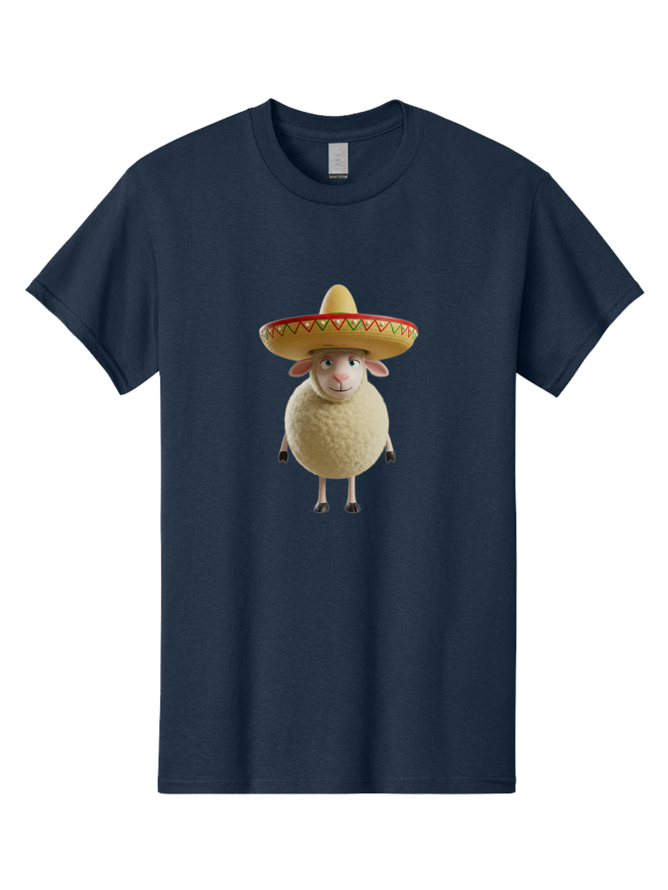 Sheep-In-Sombrero Men'S Graphic Tee, 100% Cotton, Comfortable Casual Summer Wear, Machine Washable, Cartoon Sheep Wearing Sombrero, Funny Animal, Humorous Illustration, Playful Character, Whimsical Design, Sheep In Hat Bad551