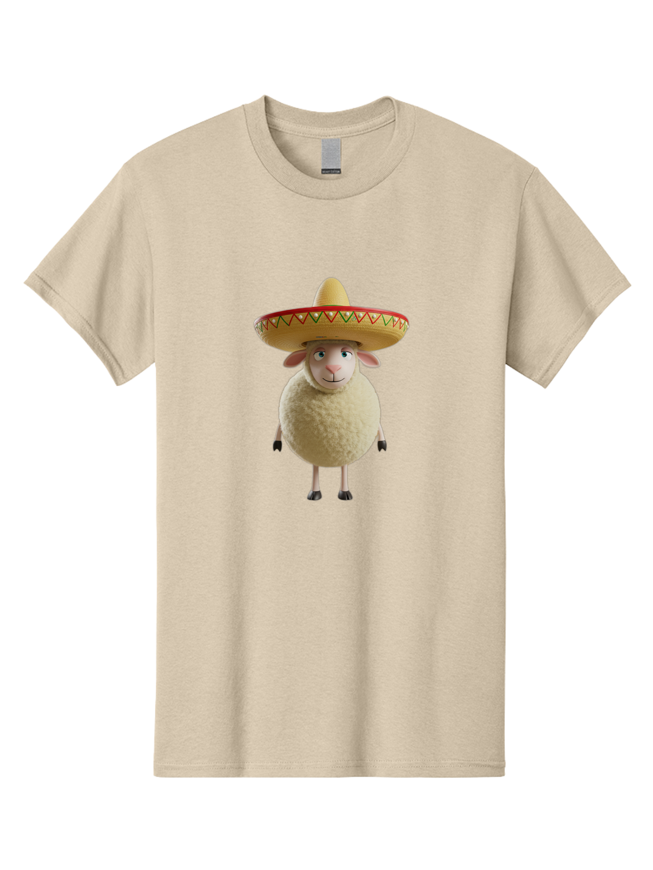 Sheep-In-Sombrero Men'S Graphic Tee, 100% Cotton, Comfortable Casual Summer Wear, Machine Washable, Cartoon Sheep Wearing Sombrero, Funny Animal, Humorous Illustration, Playful Character, Whimsical Design, Sheep In Hat Bad551
