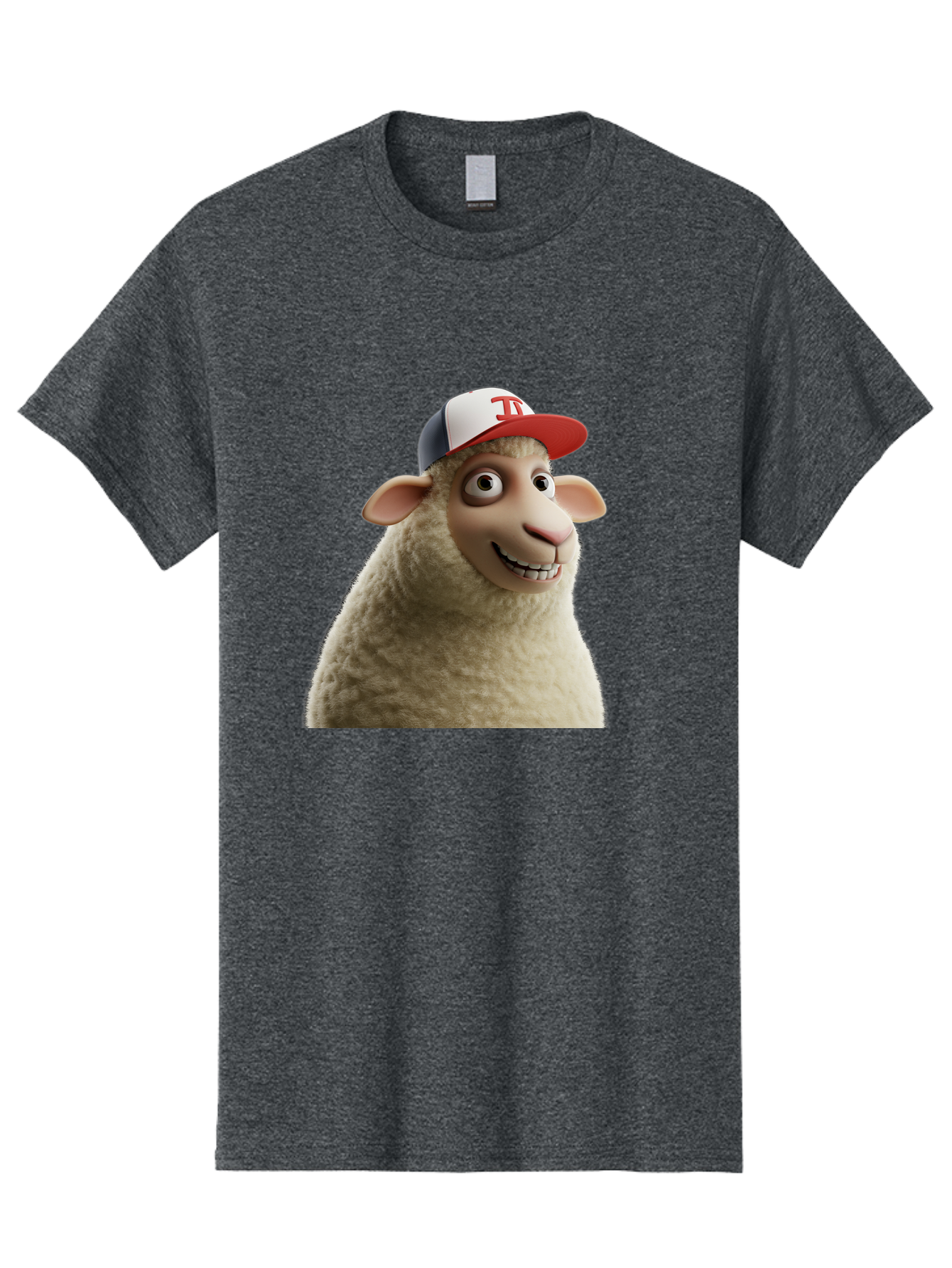 Sheep-Wearing-Baseball-Cap Men'S Graphic Tee, 100% Cotton, Comfortable Casual Summer Wear, Machine Washable, Cartoon Sheep, Sheep Character, Funny Animal, Comedic Cartoon, Baseball Cap, Animated Animal, Humorous Character, White Sheep, Tj Logo Bad558