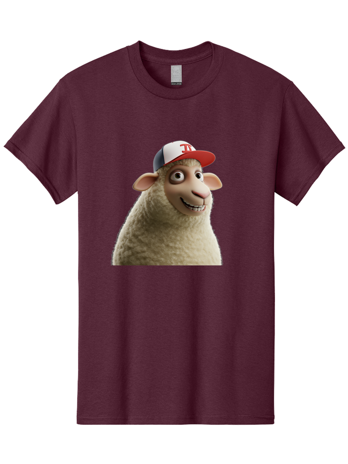 Sheep-Wearing-Baseball-Cap Men'S Graphic Tee, 100% Cotton, Comfortable Casual Summer Wear, Machine Washable, Cartoon Sheep, Sheep Character, Funny Animal, Comedic Cartoon, Baseball Cap, Animated Animal, Humorous Character, White Sheep, Tj Logo Bad558