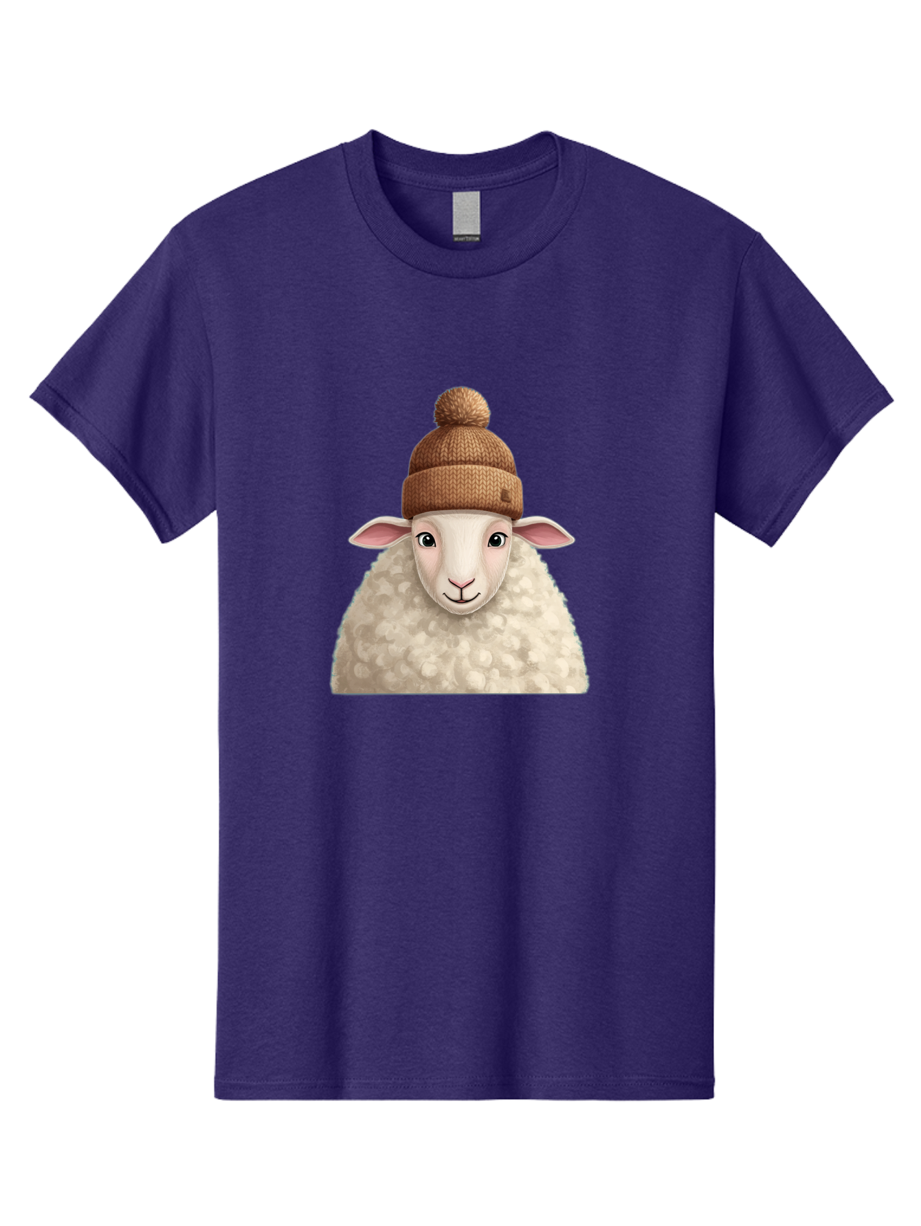 Sheep-With-Beanie Men'S Graphic Tee, 100% Cotton, Comfortable Casual Summer Wear, Machine Washable, Cartoon Sheep, Fluffy Sheep, Sheep Wearing Beanie, Winter Accessories, Cute Animal, Sheep Character, Playful Illustration, Sheep In Hat Bad559