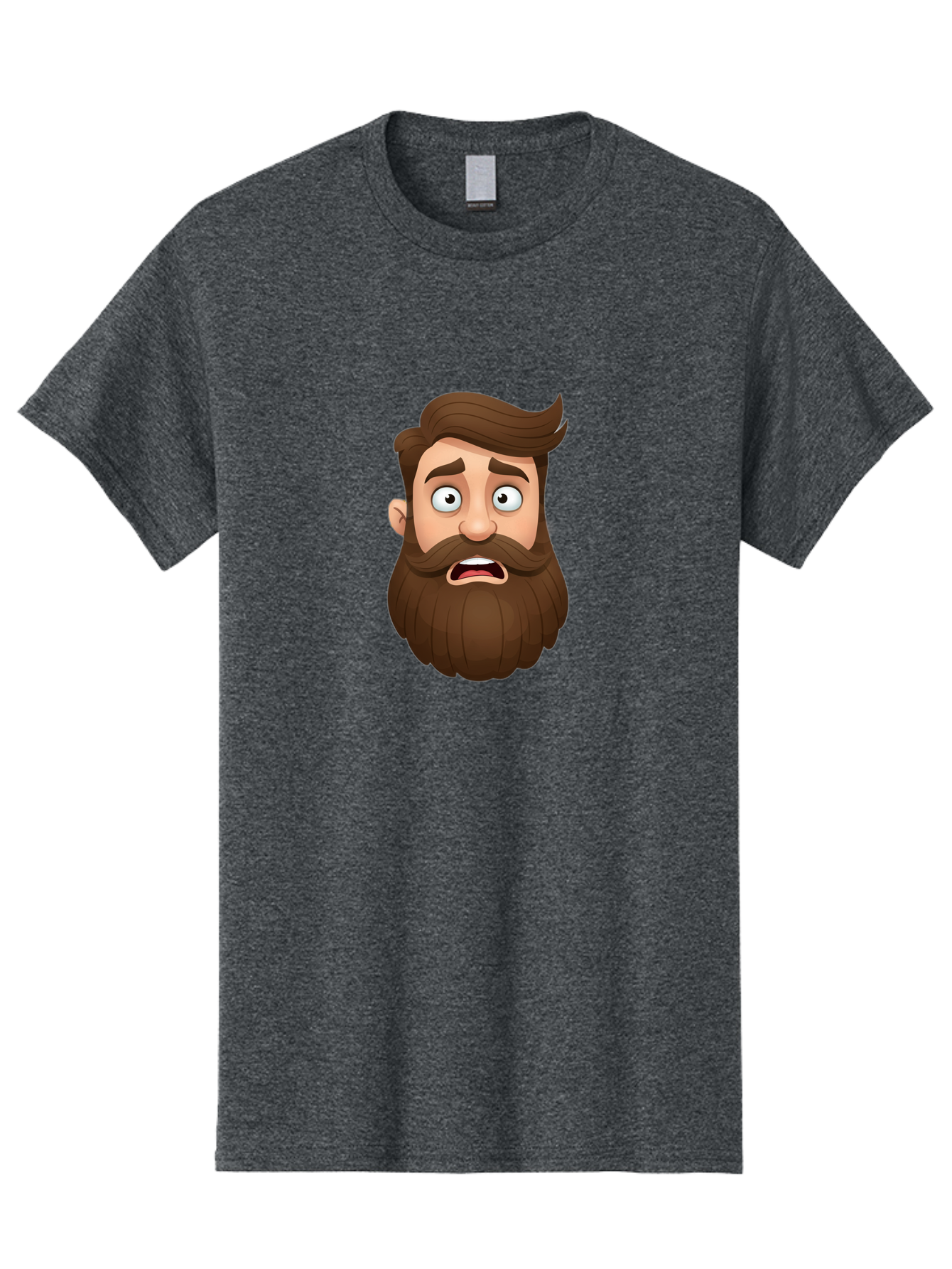 Shocked-Man Men'S Graphic Tee, 100% Cotton, Comfortable Casual Summer Wear, Machine Washable, Cartoon Character, Shocked Expression, Wide Eyes, Open Mouth, Surprised Face, Bearded Man, Comic Style, Exaggerated Features, Emotional Reaction Bad561