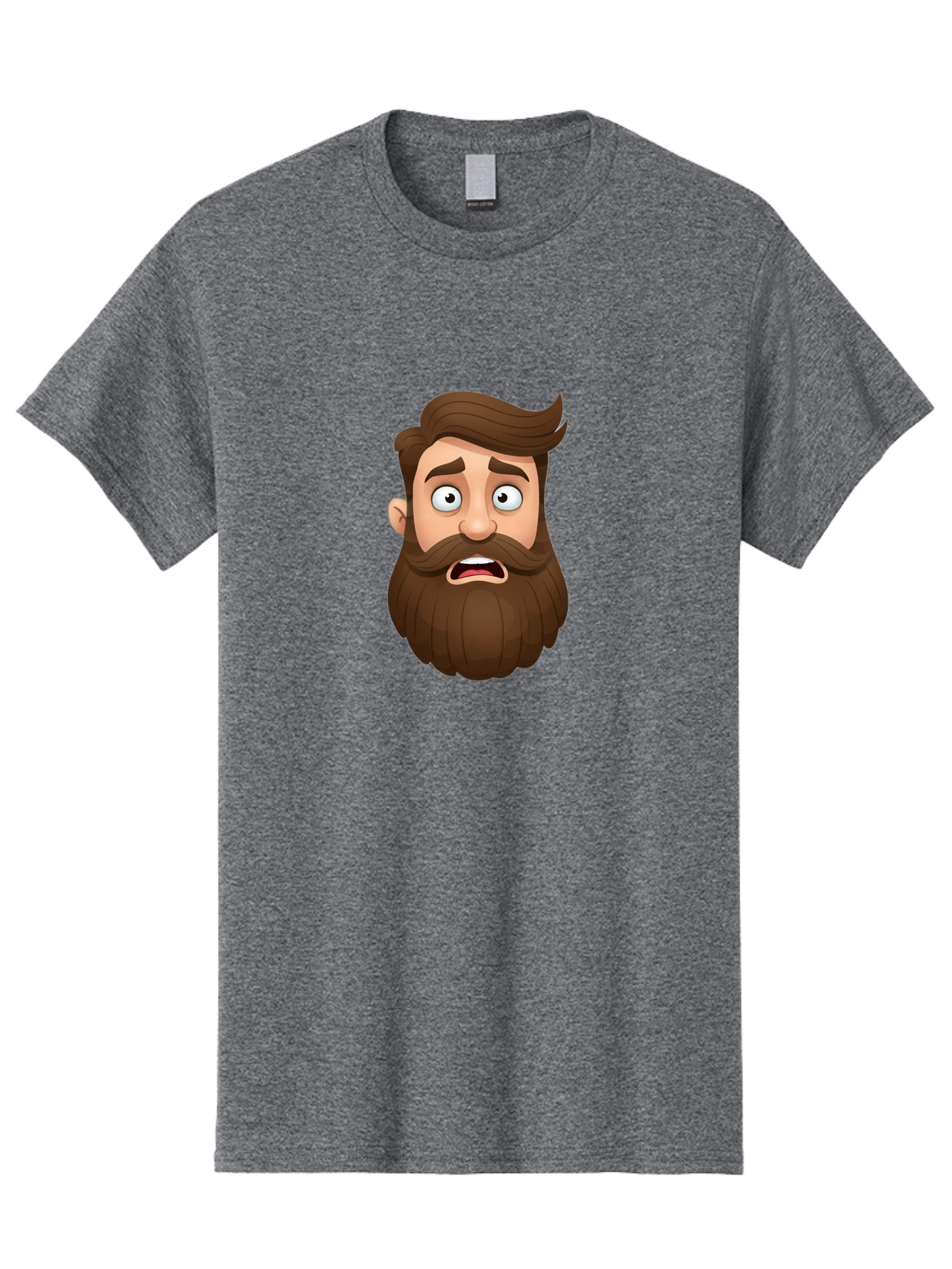 Shocked-Man Men'S Graphic Tee, 100% Cotton, Comfortable Casual Summer Wear, Machine Washable, Cartoon Character, Shocked Expression, Wide Eyes, Open Mouth, Surprised Face, Bearded Man, Comic Style, Exaggerated Features, Emotional Reaction Bad561