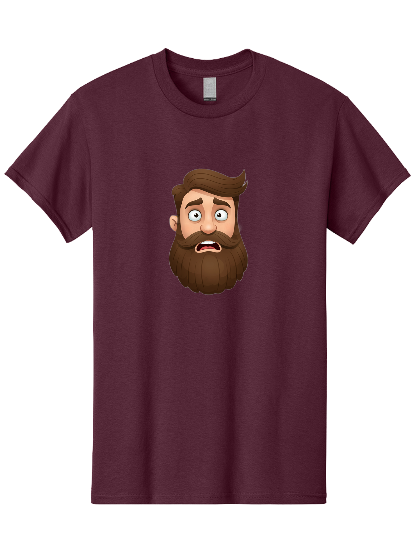 Shocked-Man Men'S Graphic Tee, 100% Cotton, Comfortable Casual Summer Wear, Machine Washable, Cartoon Character, Shocked Expression, Wide Eyes, Open Mouth, Surprised Face, Bearded Man, Comic Style, Exaggerated Features, Emotional Reaction Bad561
