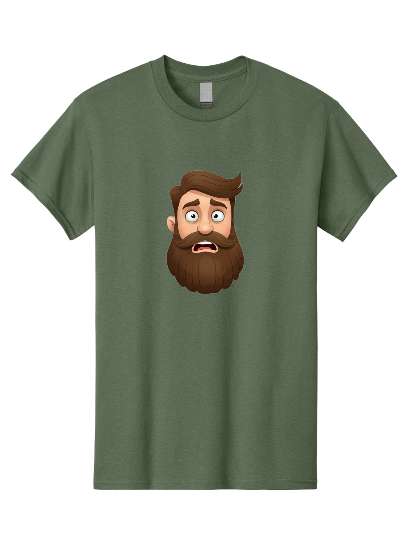 Shocked-Man Men'S Graphic Tee, 100% Cotton, Comfortable Casual Summer Wear, Machine Washable, Cartoon Character, Shocked Expression, Wide Eyes, Open Mouth, Surprised Face, Bearded Man, Comic Style, Exaggerated Features, Emotional Reaction Bad561