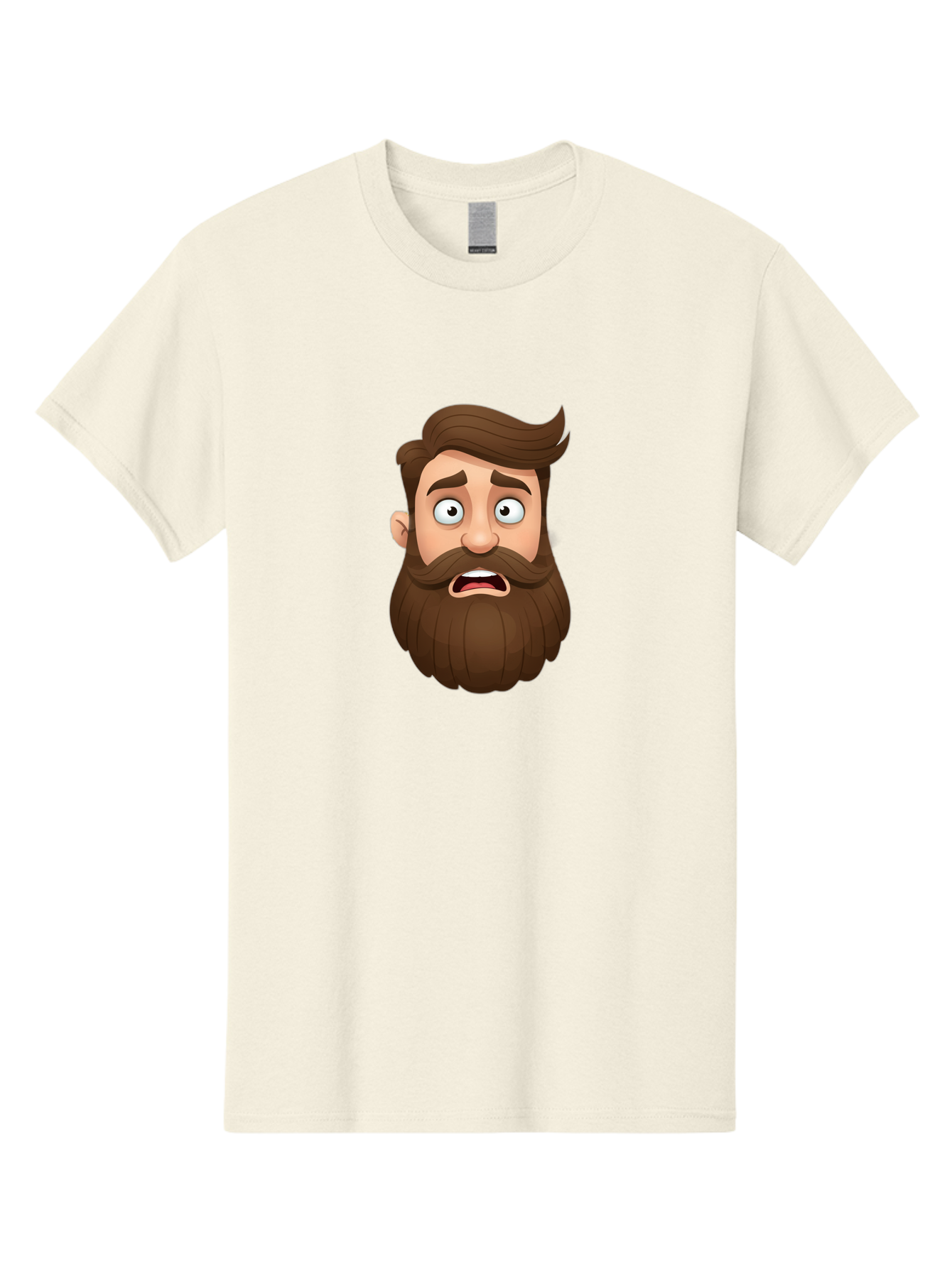 Shocked-Man Men'S Graphic Tee, 100% Cotton, Comfortable Casual Summer Wear, Machine Washable, Cartoon Character, Shocked Expression, Wide Eyes, Open Mouth, Surprised Face, Bearded Man, Comic Style, Exaggerated Features, Emotional Reaction Bad561