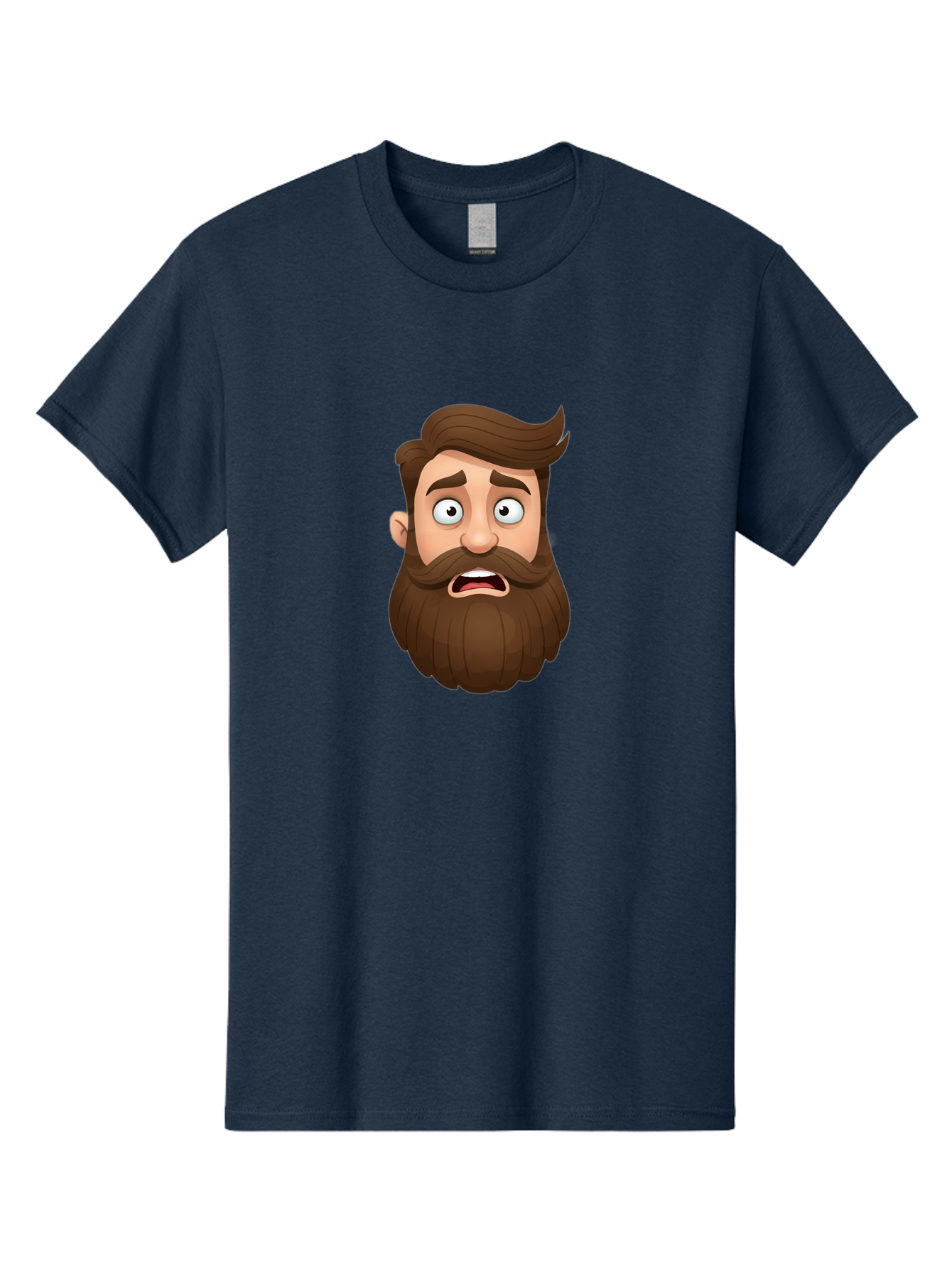 Shocked-Man Men'S Graphic Tee, 100% Cotton, Comfortable Casual Summer Wear, Machine Washable, Cartoon Character, Shocked Expression, Wide Eyes, Open Mouth, Surprised Face, Bearded Man, Comic Style, Exaggerated Features, Emotional Reaction Bad561