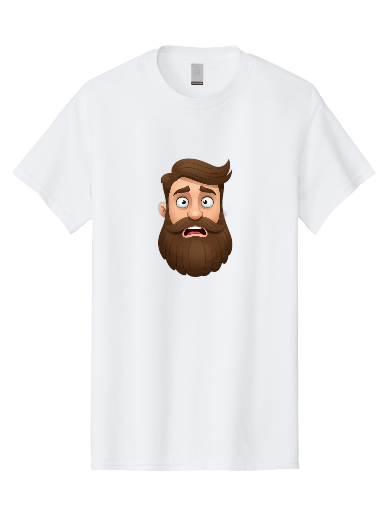 Shocked-Man Men'S Graphic Tee, 100% Cotton, Comfortable Casual Summer Wear, Machine Washable, Cartoon Character, Shocked Expression, Wide Eyes, Open Mouth, Surprised Face, Bearded Man, Comic Style, Exaggerated Features, Emotional Reaction Bad561