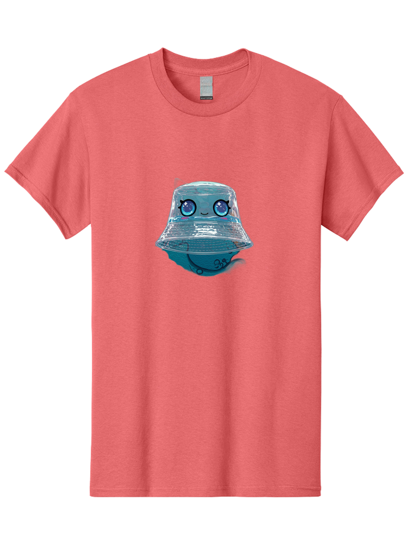 Shopkins-Jelly-Bucket Men'S Graphic Tee, 100% Cotton, Comfortable Casual Summer Wear, Machine Washable, Cartoon Ice Cream, Blue Ice Cream, Shopkins Character, Sweet Treats, Whimsical Design, Kawaii Style, Face With Eyes, Cute Desserts, Bad562