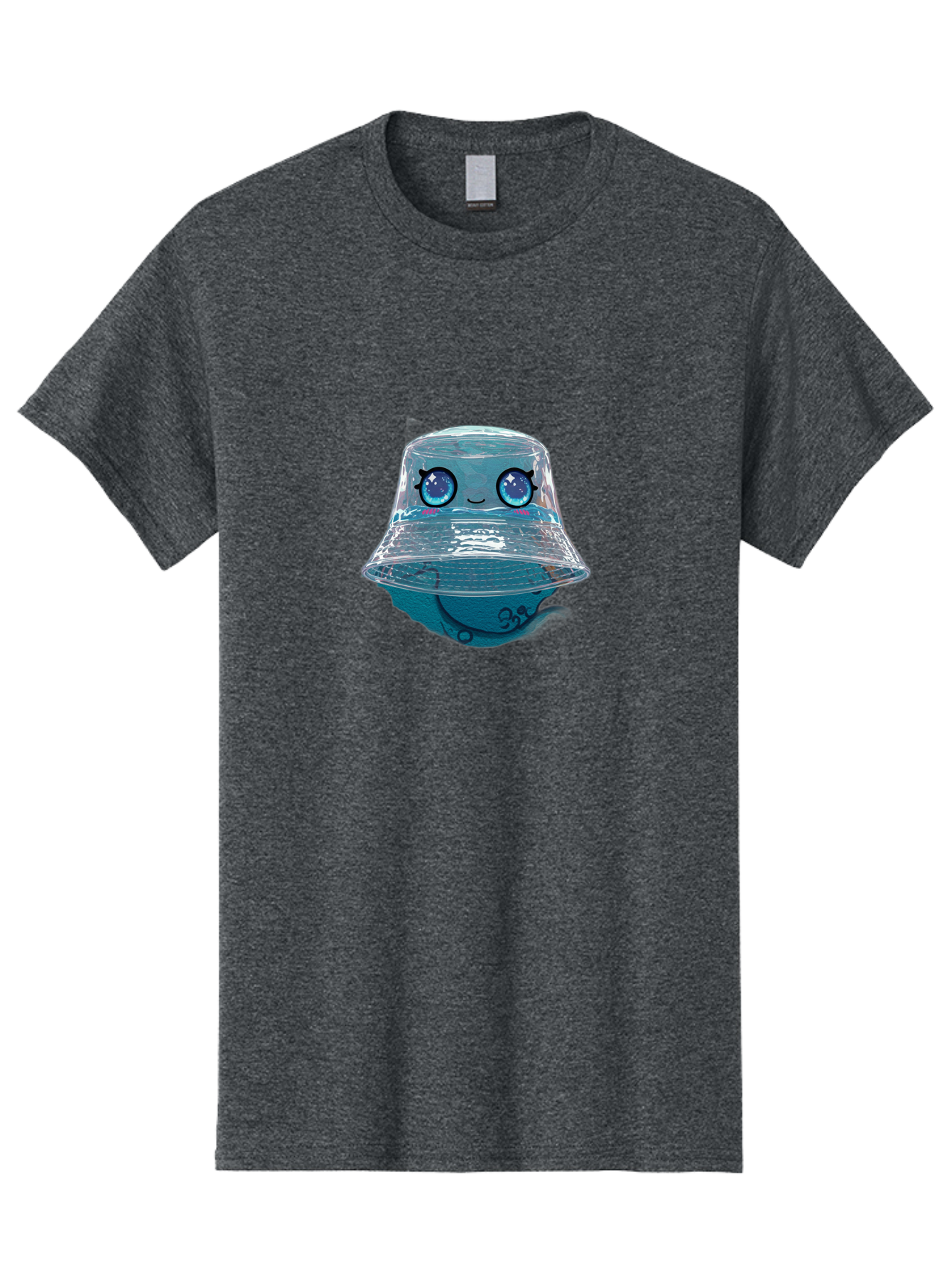 Shopkins-Jelly-Bucket Men'S Graphic Tee, 100% Cotton, Comfortable Casual Summer Wear, Machine Washable, Cartoon Ice Cream, Blue Ice Cream, Shopkins Character, Sweet Treats, Whimsical Design, Kawaii Style, Face With Eyes, Cute Desserts, Bad562