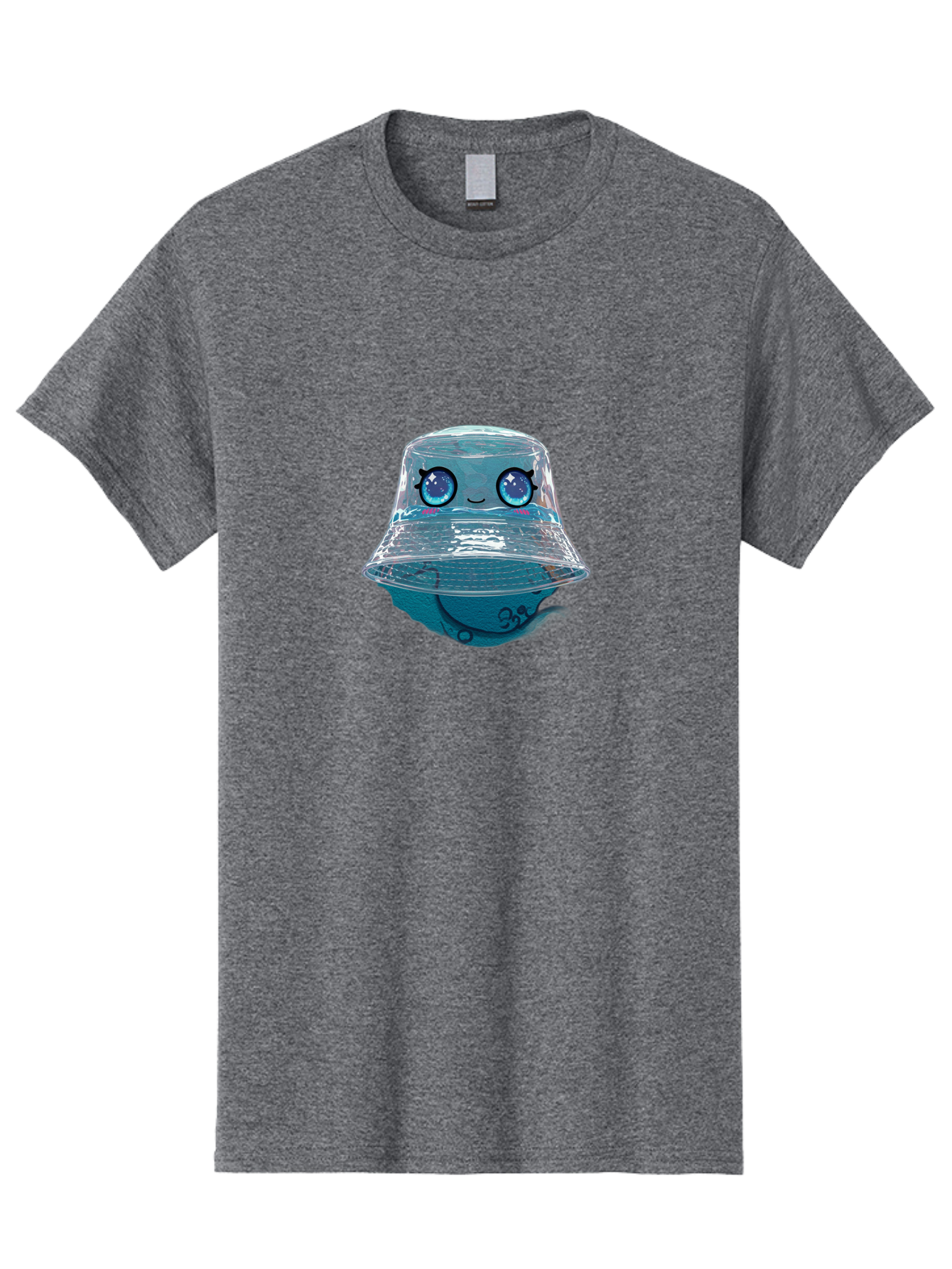 Shopkins-Jelly-Bucket Men'S Graphic Tee, 100% Cotton, Comfortable Casual Summer Wear, Machine Washable, Cartoon Ice Cream, Blue Ice Cream, Shopkins Character, Sweet Treats, Whimsical Design, Kawaii Style, Face With Eyes, Cute Desserts, Bad562