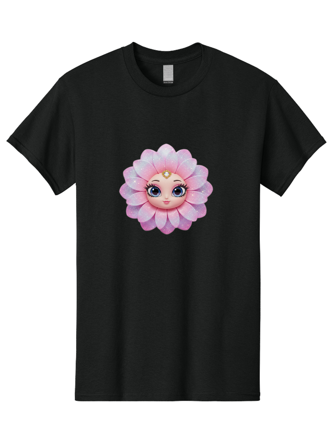 Shopkins-Petal-Blossom Men'S Graphic Tee, 100% Cotton, Comfortable Casual Summer Wear, Machine Washable, L.O.L. Surprise! Doll, Petal Character, Pink Flower, Glittery Petals, Blue Eyes, Mascara Eyelashes, Gemstone Tiara, Cute Face, Bad563