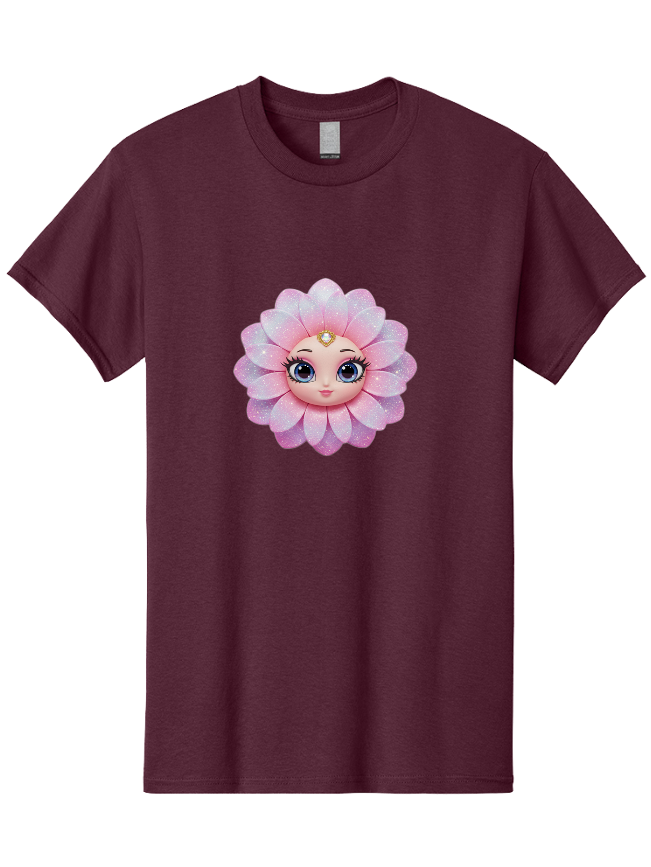 Shopkins-Petal-Blossom Men'S Graphic Tee, 100% Cotton, Comfortable Casual Summer Wear, Machine Washable, L.O.L. Surprise! Doll, Petal Character, Pink Flower, Glittery Petals, Blue Eyes, Mascara Eyelashes, Gemstone Tiara, Cute Face, Bad563