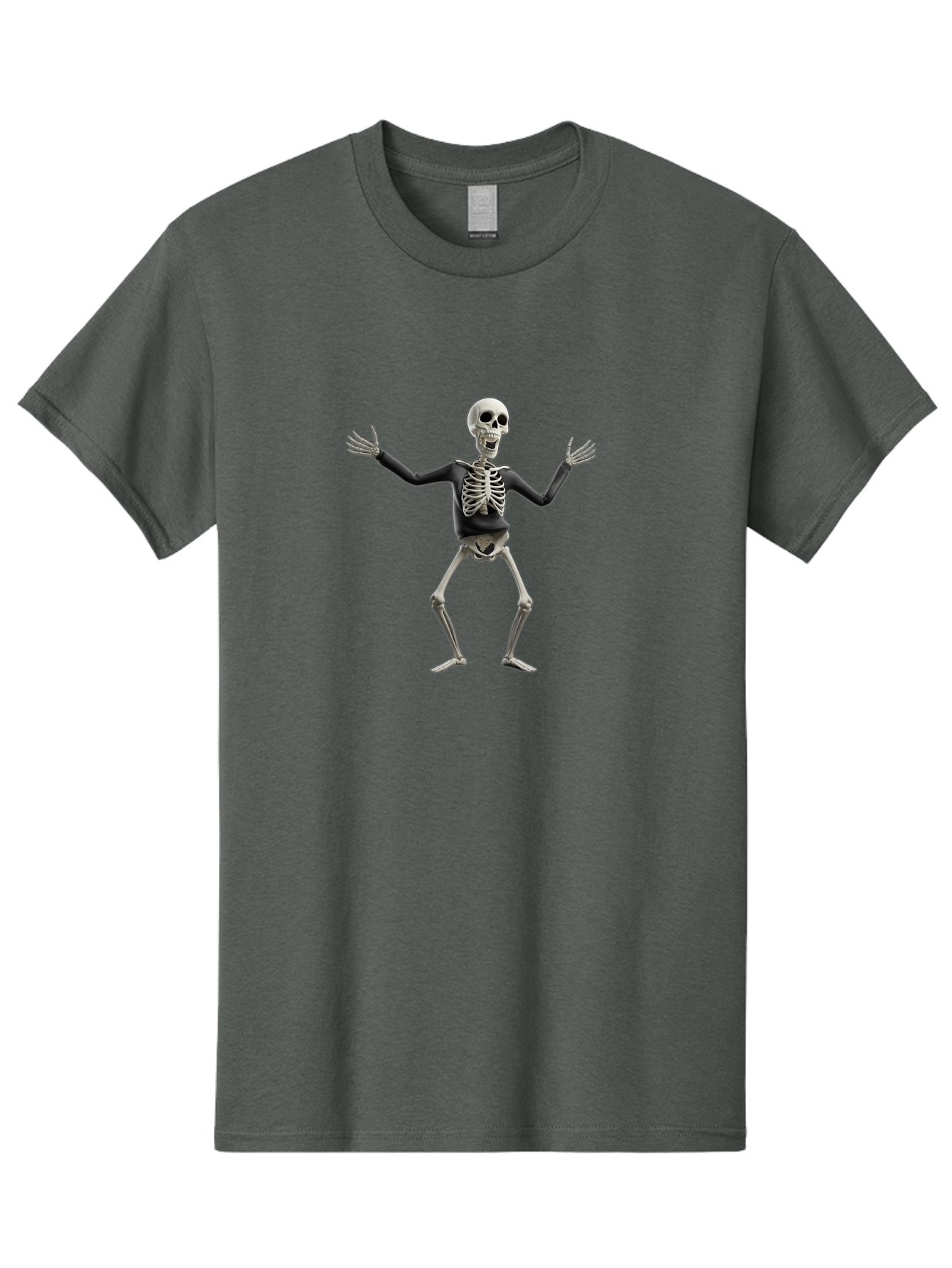 Skeleton-Dancing Men'S Graphic Tee, 100% Cotton, Comfortable Casual Summer Wear, Machine Washable, Skeleton Dancing, Skeletal Figure, Dance Move, Spooky Atmosphere, Halloween Theme, Funny Bones, Bone Structure, Festive Character Bad570