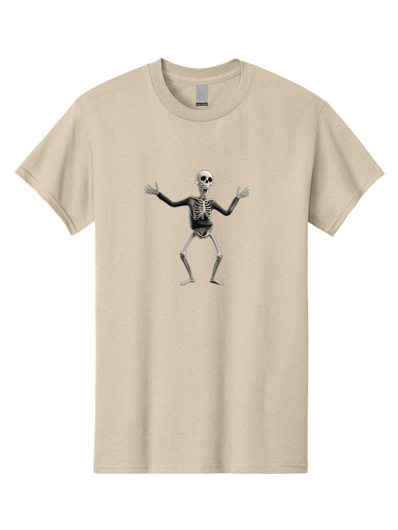 Skeleton-Dancing Men'S Graphic Tee, 100% Cotton, Comfortable Casual Summer Wear, Machine Washable, Skeleton Dancing, Skeletal Figure, Dance Move, Spooky Atmosphere, Halloween Theme, Funny Bones, Bone Structure, Festive Character Bad570
