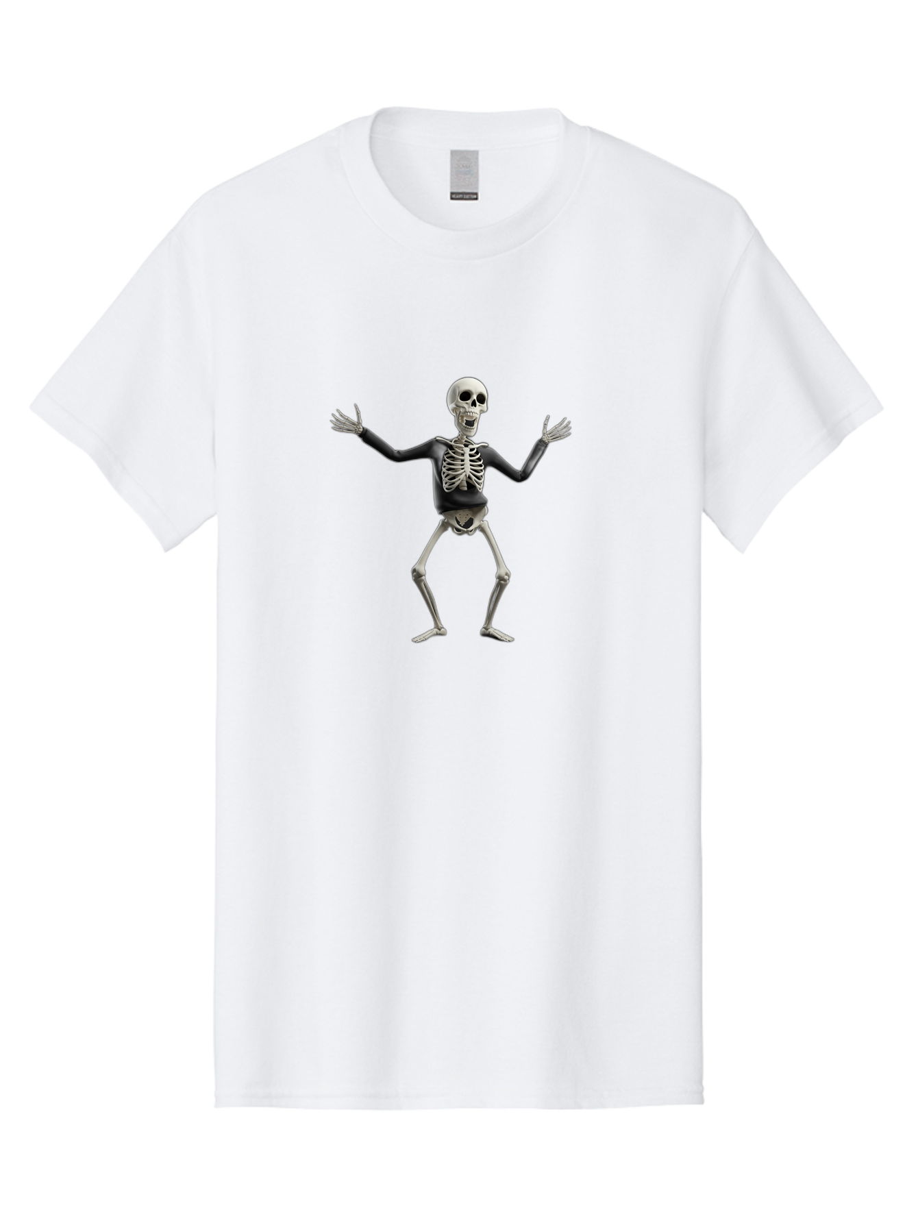 Skeleton-Dancing Men'S Graphic Tee, 100% Cotton, Comfortable Casual Summer Wear, Machine Washable, Skeleton Dancing, Skeletal Figure, Dance Move, Spooky Atmosphere, Halloween Theme, Funny Bones, Bone Structure, Festive Character Bad570