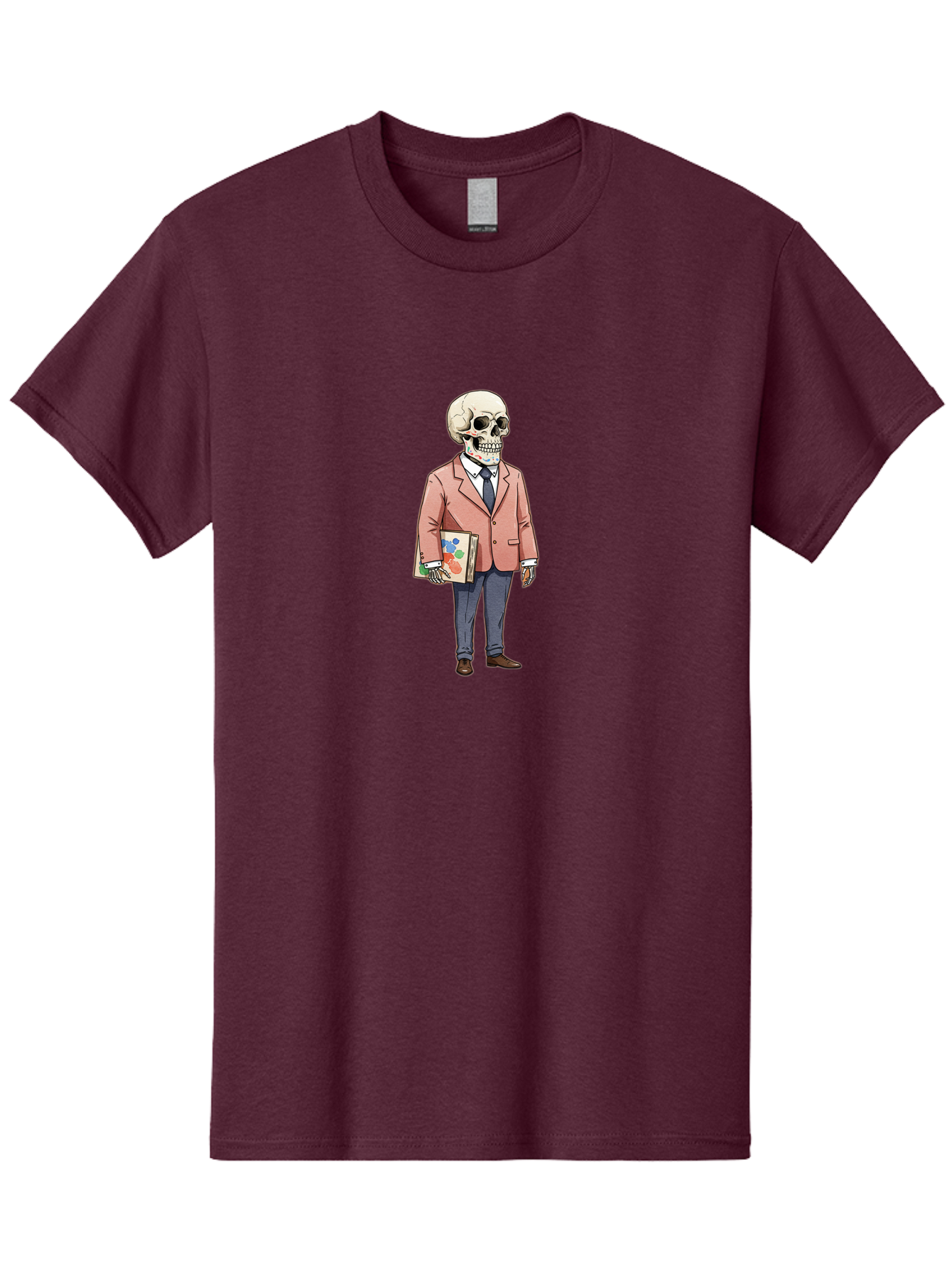 Skeleton-In-Suit-2 Men'S Graphic Tee, 100% Cotton, Comfortable Casual Summer Wear, Machine Washable, Cartoon Skeleton, Formal Attire, Business Suit, Holding Books, Anatomy Education, Quirky Illustration, Unique Art Style, Surreal Character, Bad574