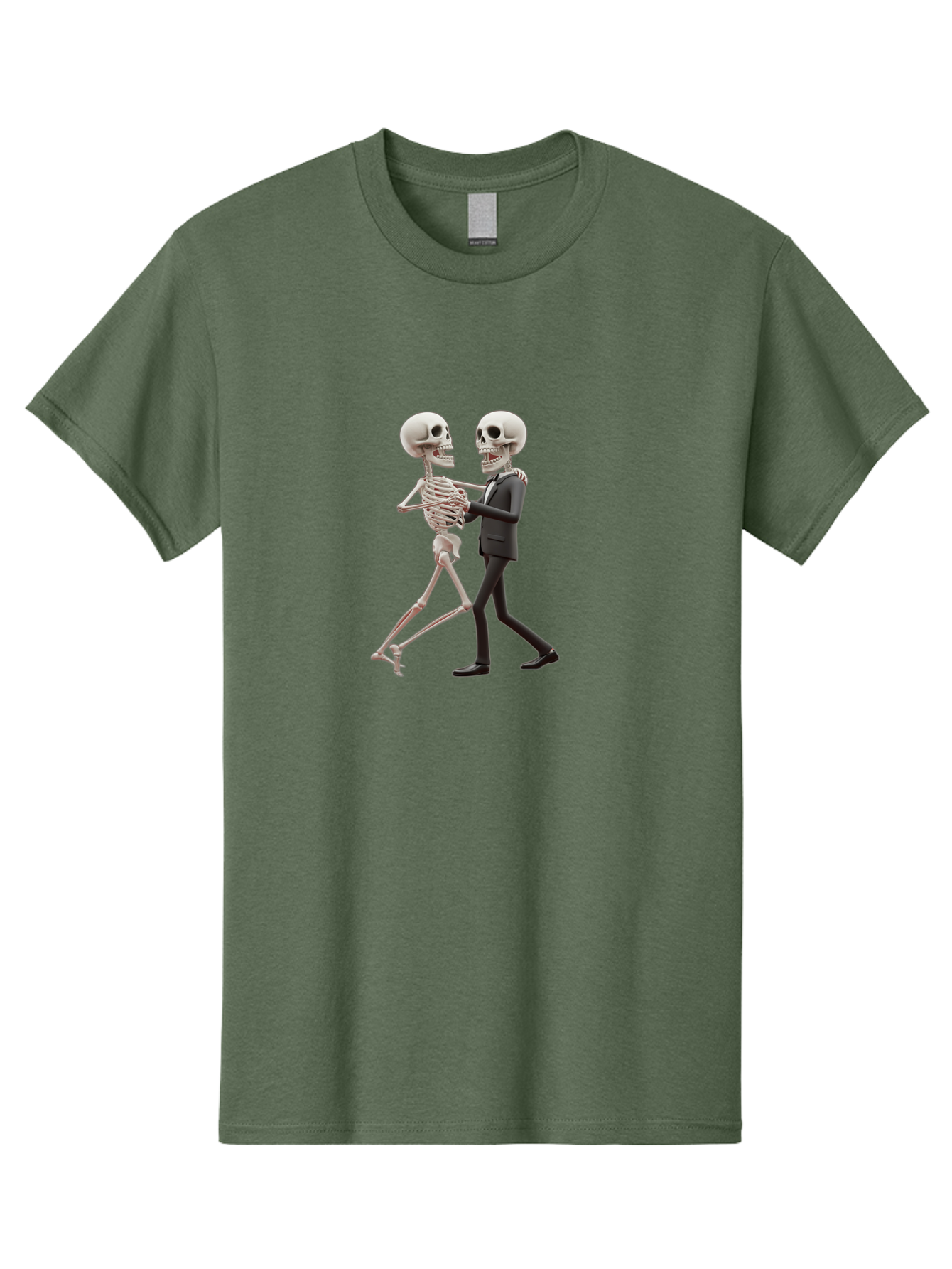 Skeletons-Dancing Men'S Graphic Tee, 100% Cotton, Comfortable Casual Summer Wear, Machine Washable, Skeletons Dancing Together, Humorous Scene, Unique Visuals, Creative Art, 3D Artistry, Skeleton In Suit, Quirky Character Design, Dance Move, Bad577