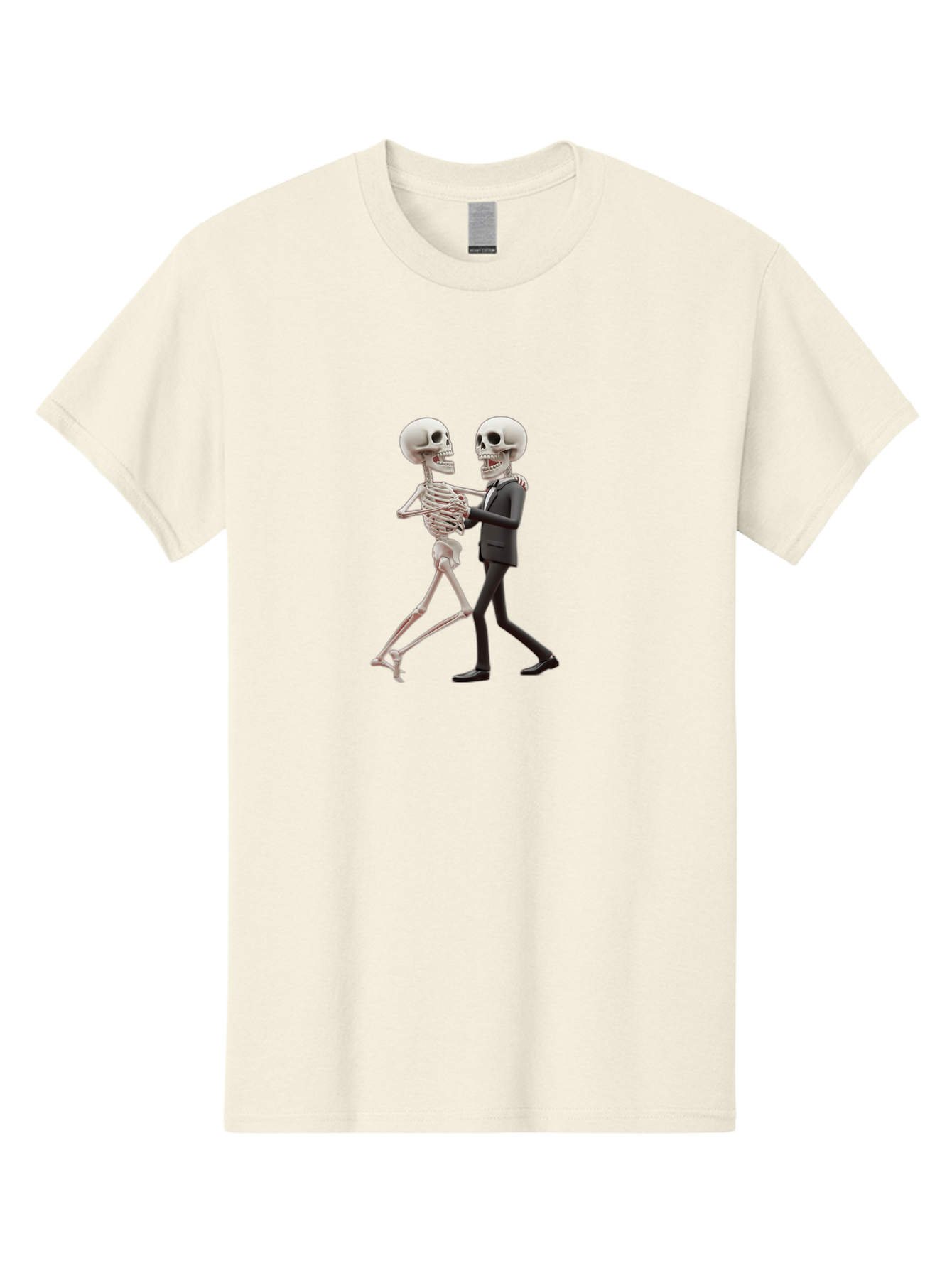 Skeletons-Dancing Men'S Graphic Tee, 100% Cotton, Comfortable Casual Summer Wear, Machine Washable, Skeletons Dancing Together, Humorous Scene, Unique Visuals, Creative Art, 3D Artistry, Skeleton In Suit, Quirky Character Design, Dance Move, Bad577