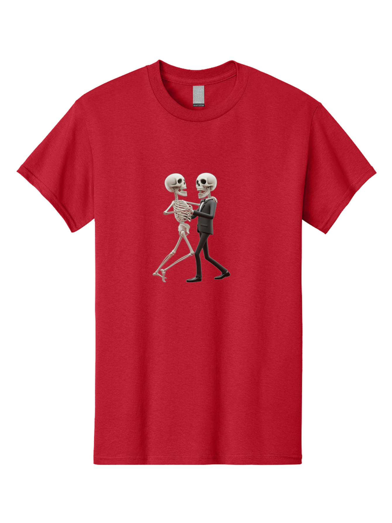 Skeletons-Dancing Men'S Graphic Tee, 100% Cotton, Comfortable Casual Summer Wear, Machine Washable, Skeletons Dancing Together, Humorous Scene, Unique Visuals, Creative Art, 3D Artistry, Skeleton In Suit, Quirky Character Design, Dance Move, Bad577