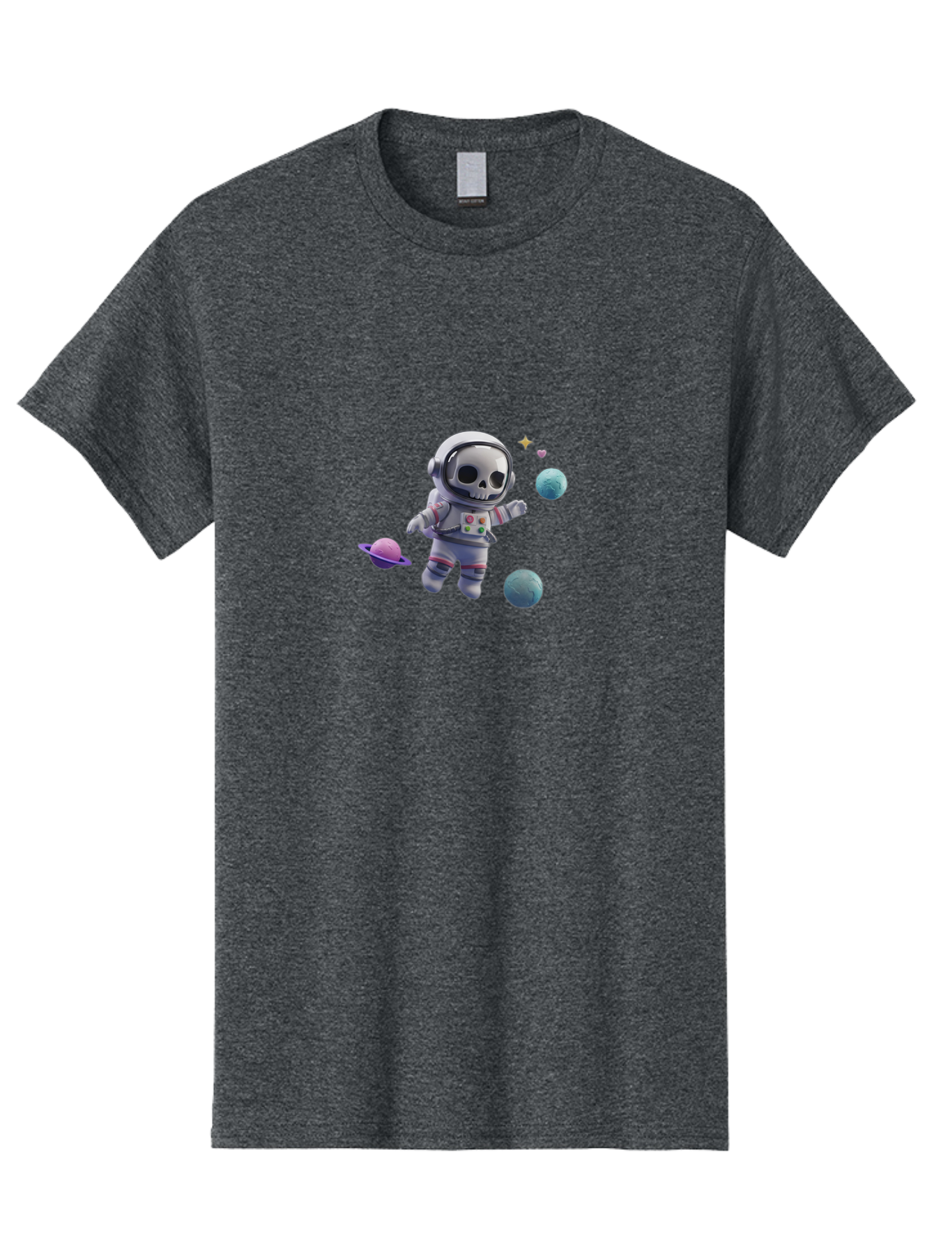 Skull-Astronaut Men'S Graphic Tee, 100% Cotton, Comfortable Casual Summer Wear, Machine Washable, Skeleton Astronaut, Space Travel, Planets, Stars, Galaxy Exploration, Futuristic, Sci-Fi, Cosmic Adventure, Space Suit, Digital Art, Bad580