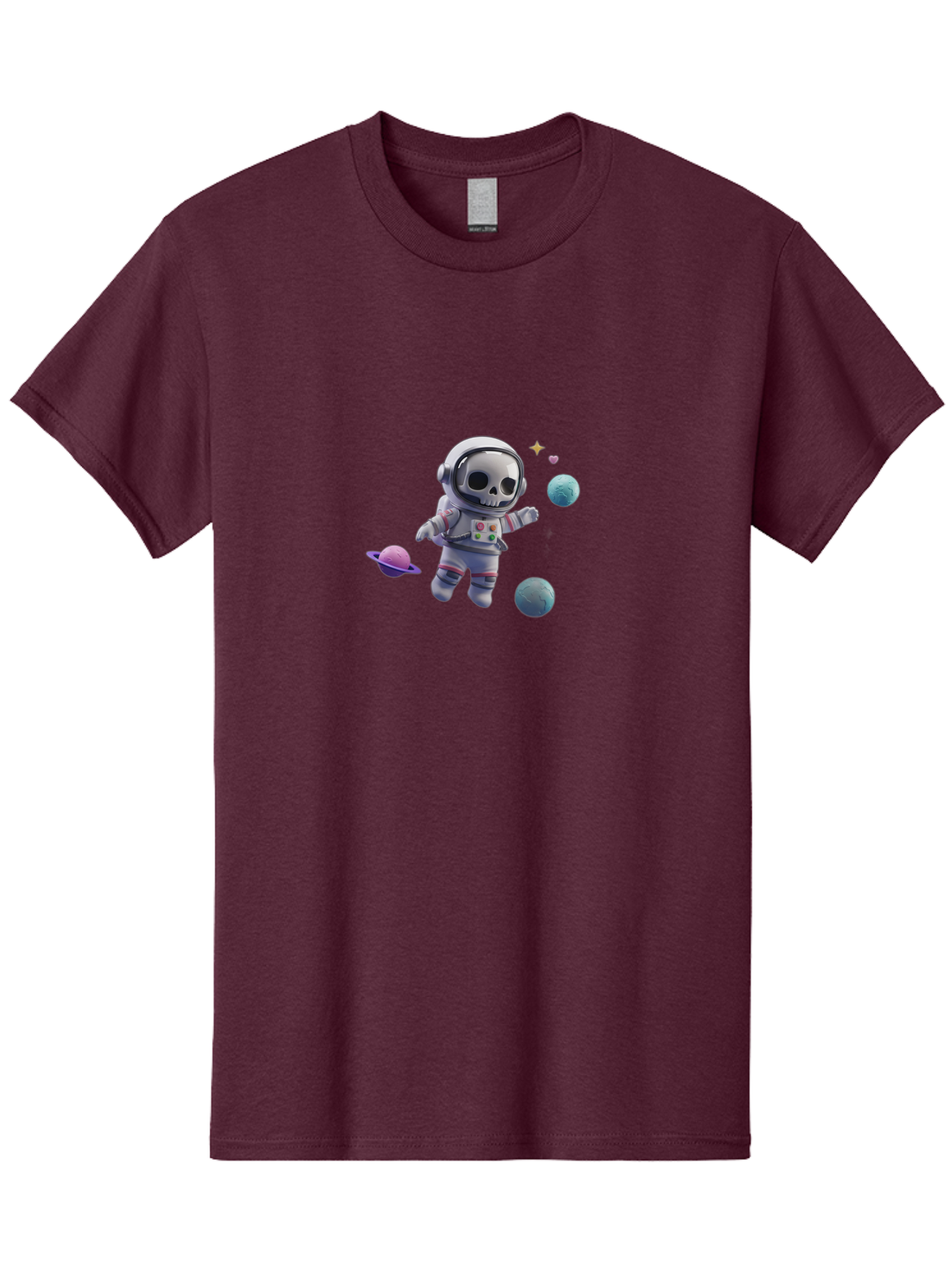 Skull-Astronaut Men'S Graphic Tee, 100% Cotton, Comfortable Casual Summer Wear, Machine Washable, Skeleton Astronaut, Space Travel, Planets, Stars, Galaxy Exploration, Futuristic, Sci-Fi, Cosmic Adventure, Space Suit, Digital Art, Bad580