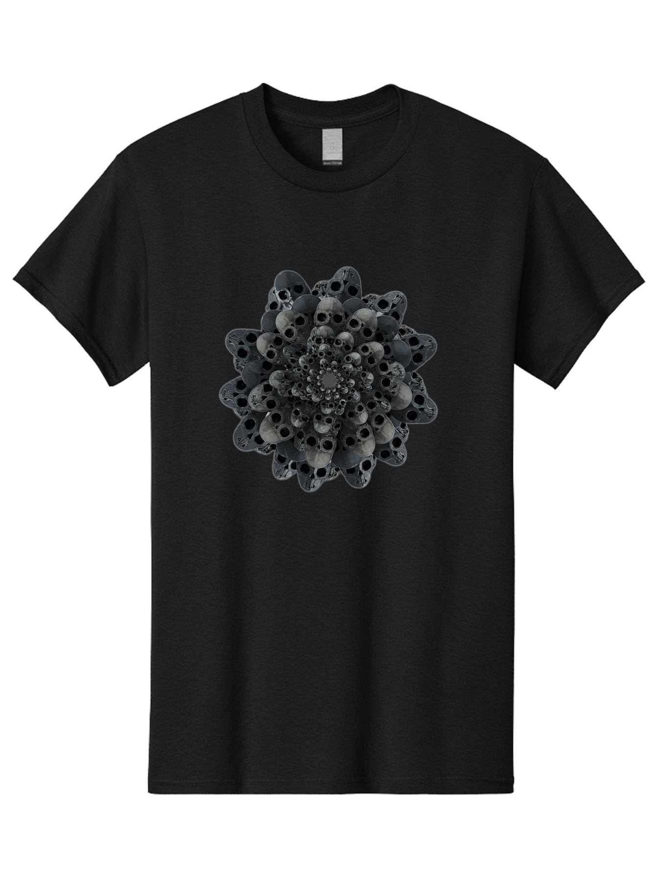 Skull-Cluster-1 Men'S Graphic Tee, 100% Cotton, Comfortable Casual Summer Wear, Machine Washable, Skull Flower, Human Skulls, Floral Arrangement, Dark Art, Gothic Decor, Skulls, Eerie Art, Dark Floral Design, Macabre Bad581