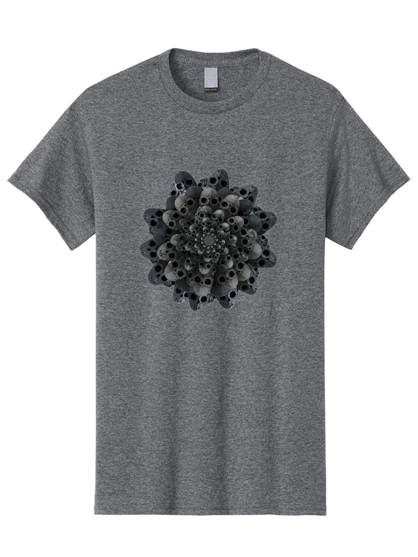 Skull-Cluster-1 Men'S Graphic Tee, 100% Cotton, Comfortable Casual Summer Wear, Machine Washable, Skull Flower, Human Skulls, Floral Arrangement, Dark Art, Gothic Decor, Skulls, Eerie Art, Dark Floral Design, Macabre Bad581