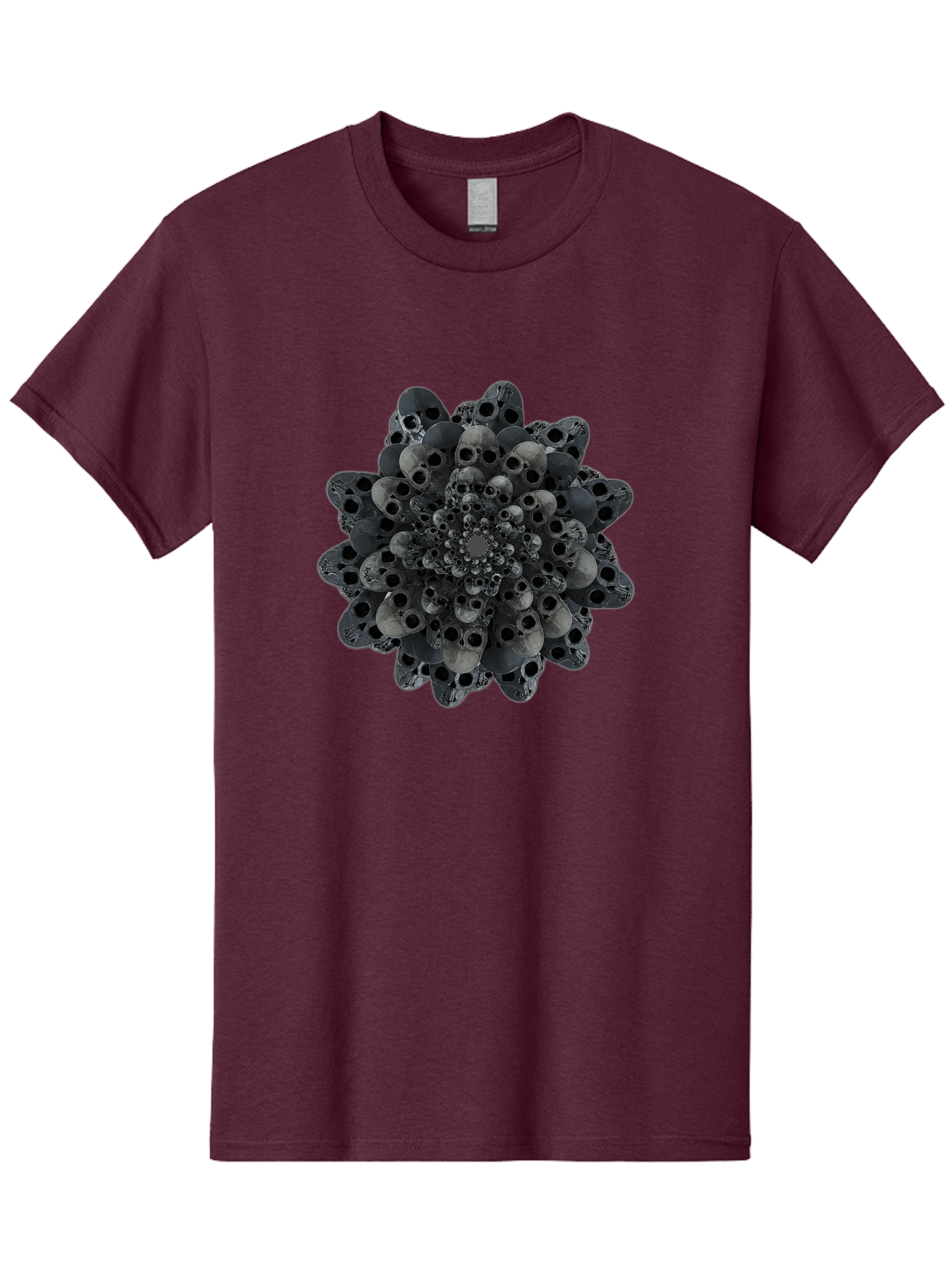 Skull-Cluster-1 Men'S Graphic Tee, 100% Cotton, Comfortable Casual Summer Wear, Machine Washable, Skull Flower, Human Skulls, Floral Arrangement, Dark Art, Gothic Decor, Skulls, Eerie Art, Dark Floral Design, Macabre Bad581