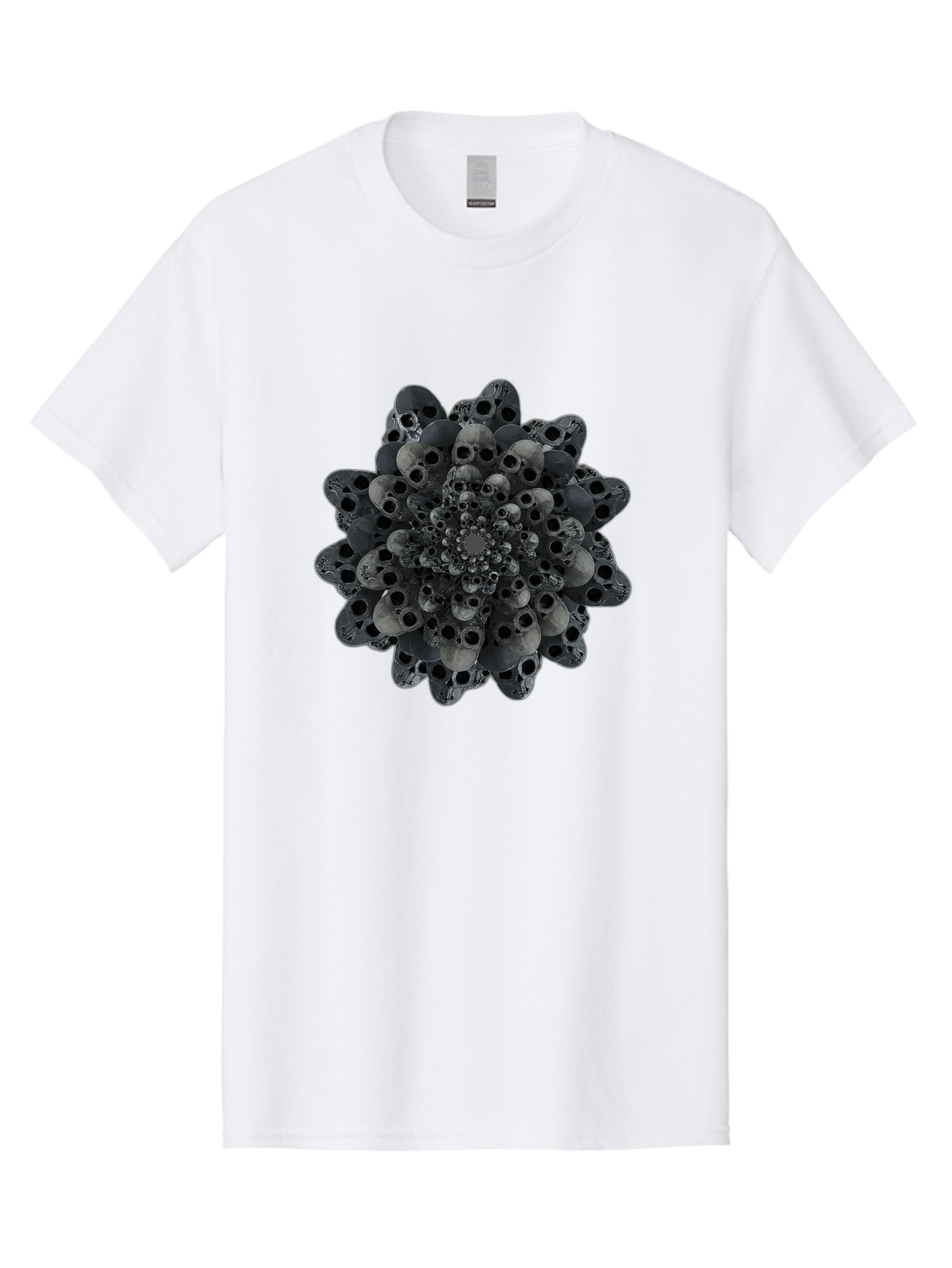 Skull-Cluster-1 Men'S Graphic Tee, 100% Cotton, Comfortable Casual Summer Wear, Machine Washable, Skull Flower, Human Skulls, Floral Arrangement, Dark Art, Gothic Decor, Skulls, Eerie Art, Dark Floral Design, Macabre Bad581