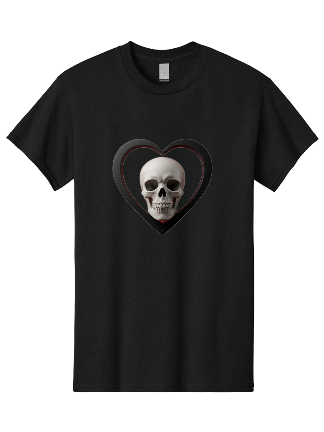 Skull-In-Heart Men'S Graphic Tee, 100% Cotton, Comfortable Casual Summer Wear, Machine Washable, Human Skull, Heart Shape, Black Outline, Gothic Symbolism, Edgy Aesthetic, Dark Art, Skull Art, Heart Frame Bad588