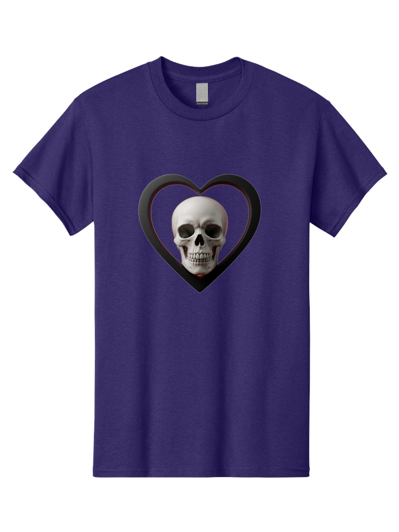 Skull-In-Heart Men'S Graphic Tee, 100% Cotton, Comfortable Casual Summer Wear, Machine Washable, Human Skull, Heart Shape, Black Outline, Gothic Symbolism, Edgy Aesthetic, Dark Art, Skull Art, Heart Frame Bad588