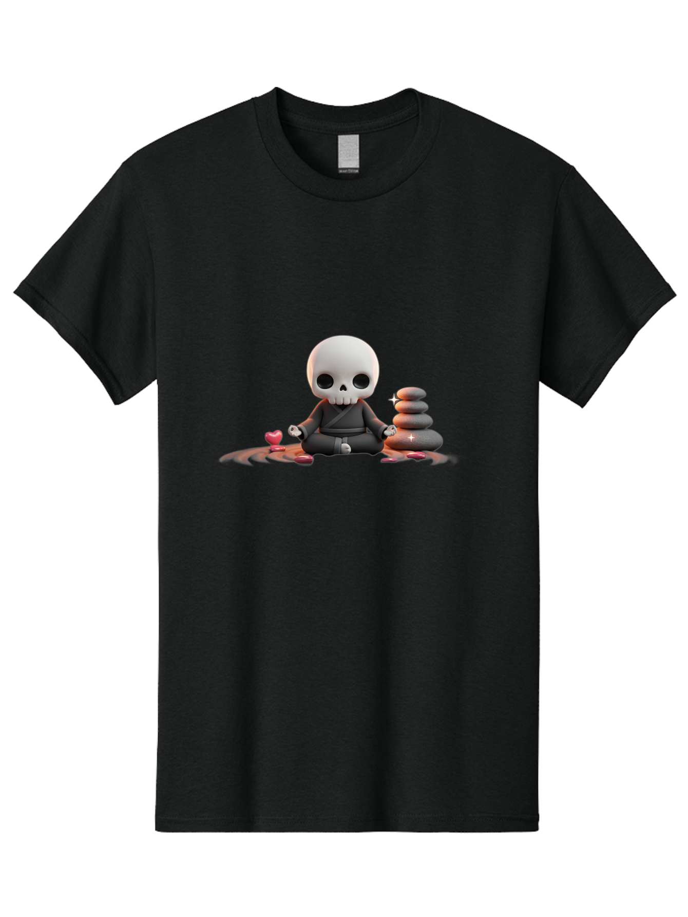 Skull-In-Meditation Men'S Graphic Tee, 100% Cotton, Comfortable Casual Summer Wear, Machine Washable, Meditating Skull, Zen Rocks, Balance And Harmony, Peaceful Atmosphere, Lotus Position, Mindfulness, Meditation, Zen Stones, Calmness, Bad589