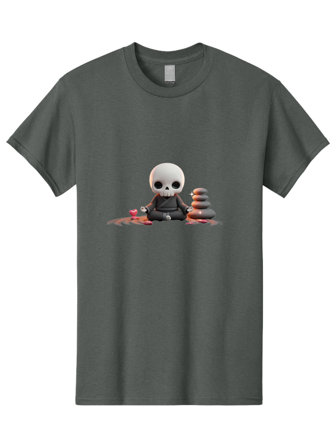 Skull-In-Meditation Men'S Graphic Tee, 100% Cotton, Comfortable Casual Summer Wear, Machine Washable, Meditating Skull, Zen Rocks, Balance And Harmony, Peaceful Atmosphere, Lotus Position, Mindfulness, Meditation, Zen Stones, Calmness, Bad589