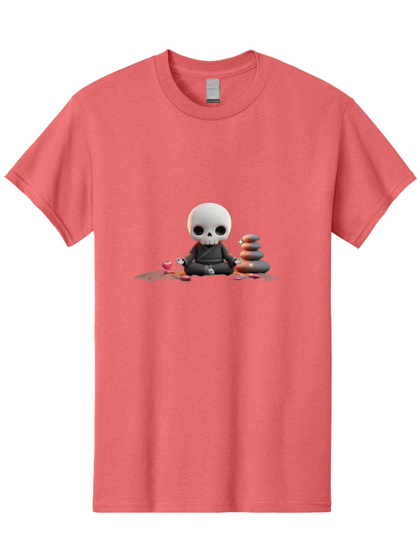 Skull-In-Meditation Men'S Graphic Tee, 100% Cotton, Comfortable Casual Summer Wear, Machine Washable, Meditating Skull, Zen Rocks, Balance And Harmony, Peaceful Atmosphere, Lotus Position, Mindfulness, Meditation, Zen Stones, Calmness, Bad589