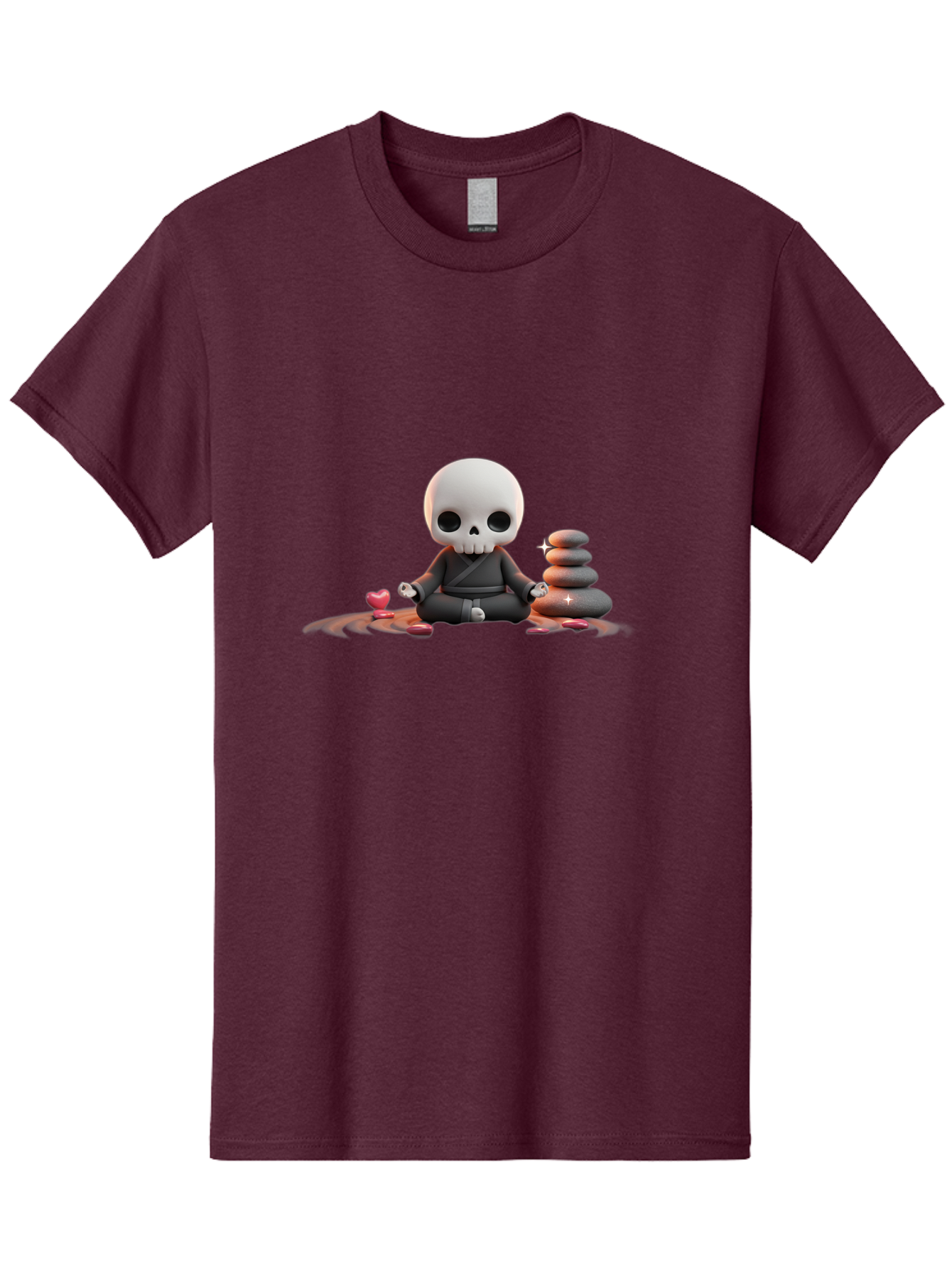 Skull-In-Meditation Men'S Graphic Tee, 100% Cotton, Comfortable Casual Summer Wear, Machine Washable, Meditating Skull, Zen Rocks, Balance And Harmony, Peaceful Atmosphere, Lotus Position, Mindfulness, Meditation, Zen Stones, Calmness, Bad589