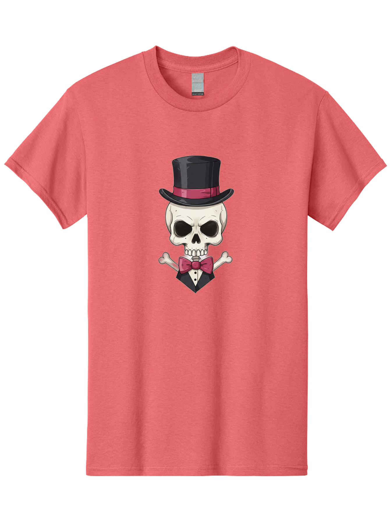Skull-In-Top-Hat Men'S Graphic Tee, 100% Cotton, Comfortable Casual Summer Wear, Machine Washable, Skull, Crossbones, Top Hat, Bow Tie, Tuxedo, Formal Attire, Spooky, Halloween, Gothic Style, Dark Elegance, Macabre Charm Bad593