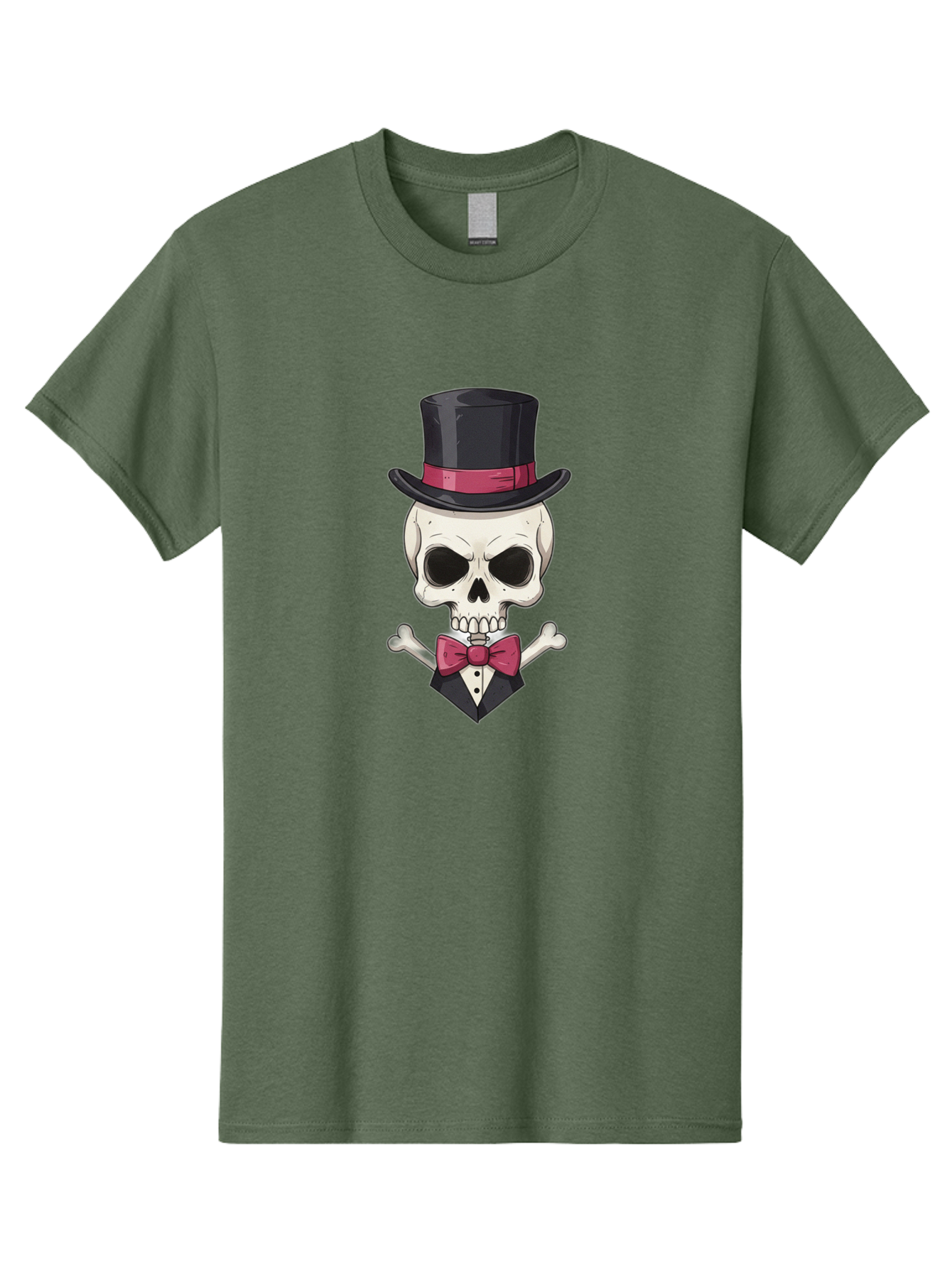 Skull-In-Top-Hat Men'S Graphic Tee, 100% Cotton, Comfortable Casual Summer Wear, Machine Washable, Skull, Crossbones, Top Hat, Bow Tie, Tuxedo, Formal Attire, Spooky, Halloween, Gothic Style, Dark Elegance, Macabre Charm Bad593