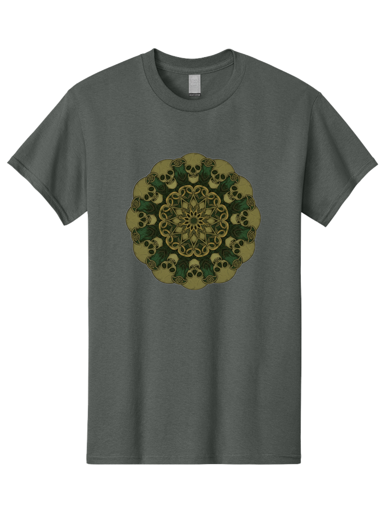 Skull-Mandala-1 Men'S Graphic Tee, 100% Cotton, Comfortable Casual Summer Wear, Machine Washable, Skull Mandala, Intricate Design, Mystic Symbols, Gothic Art, Skulls, Mandala Pattern, Mystical Imagery, Symbolic Art, Dark Mysticism Bad595