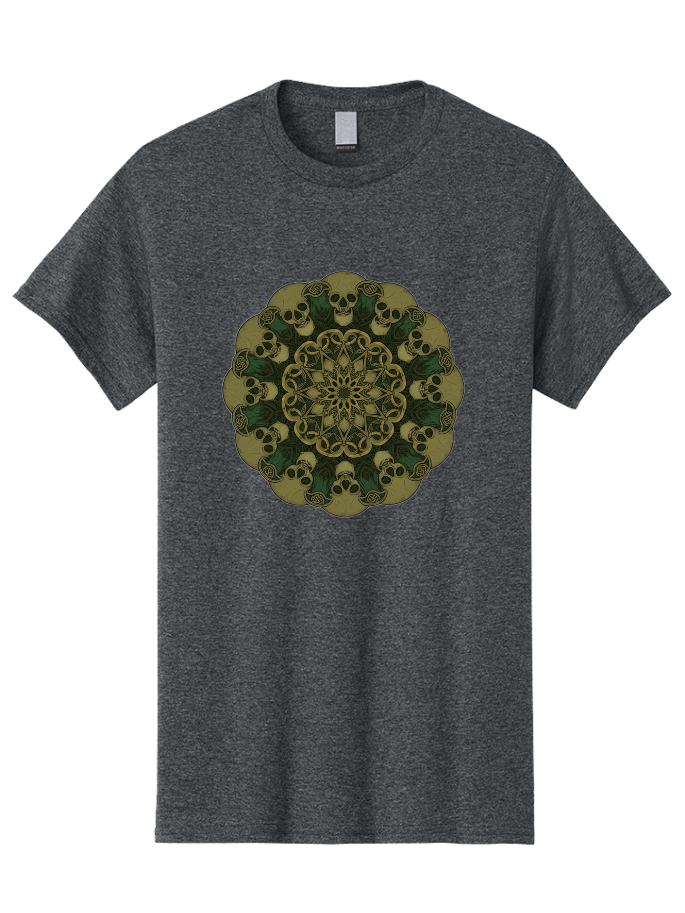 Skull-Mandala-1 Men'S Graphic Tee, 100% Cotton, Comfortable Casual Summer Wear, Machine Washable, Skull Mandala, Intricate Design, Mystic Symbols, Gothic Art, Skulls, Mandala Pattern, Mystical Imagery, Symbolic Art, Dark Mysticism Bad595